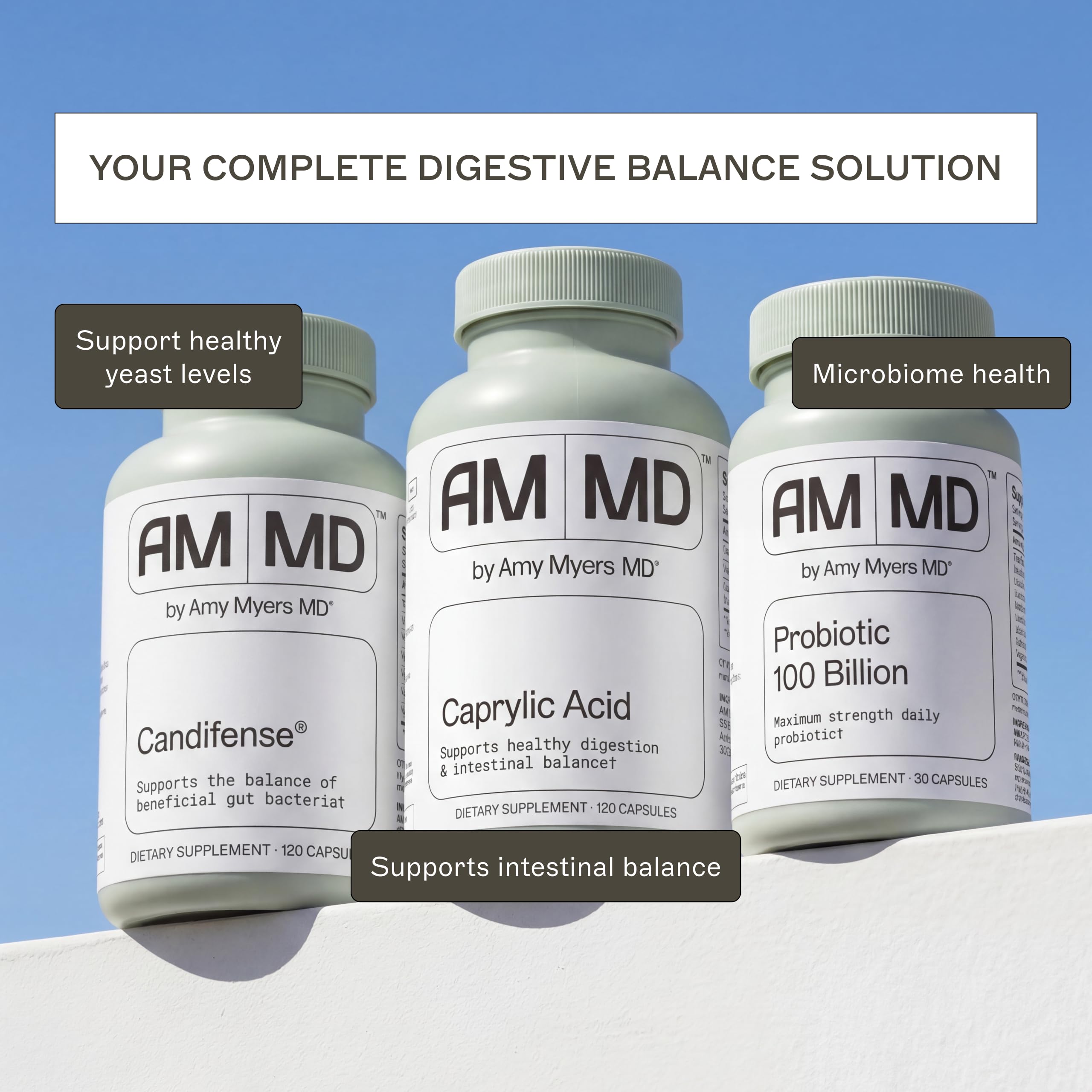 Amy Myers MD Caprylic Acid Capsules packaging with ingredients listed
