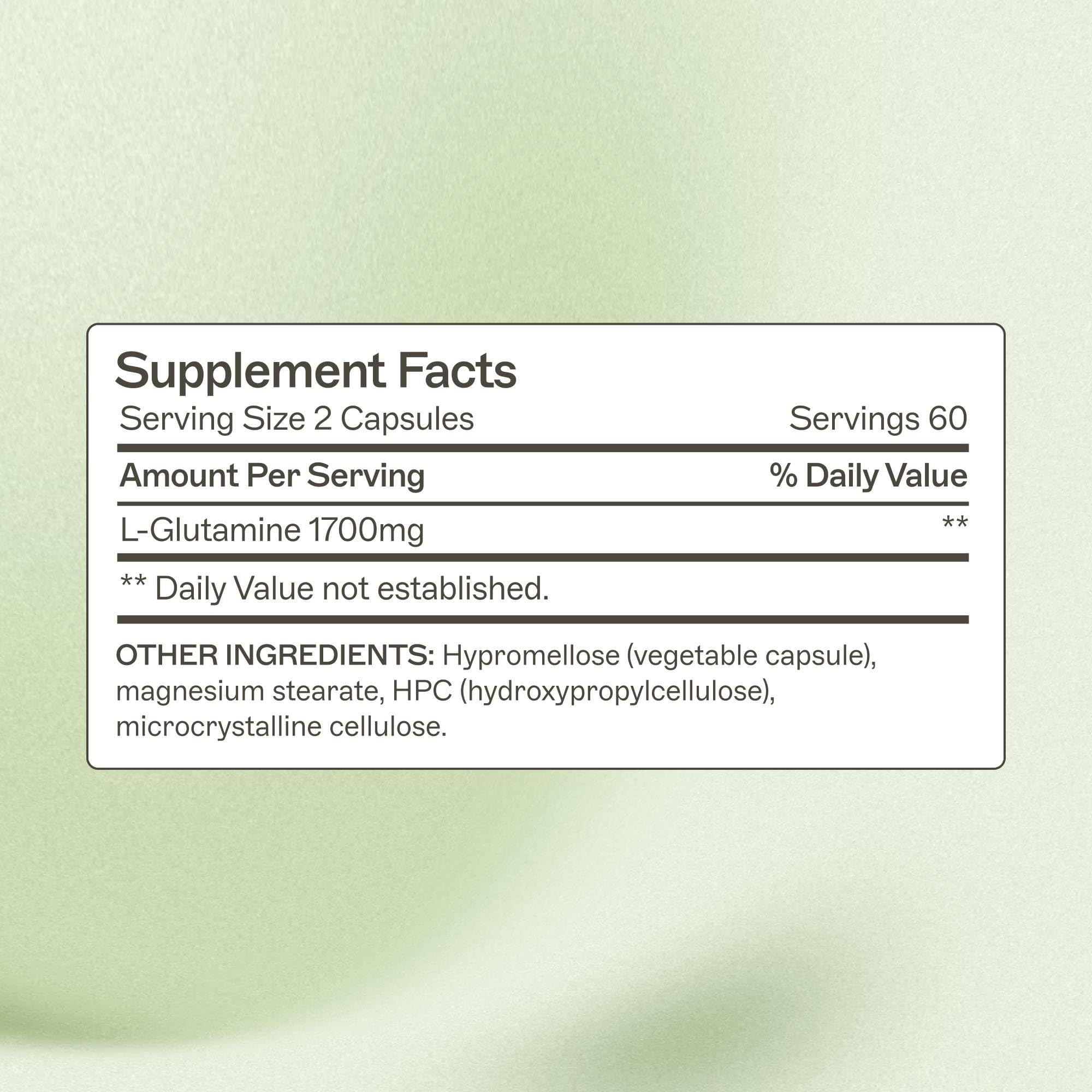 Amy Myers MD L-Glutamine Capsules 1700mg side view