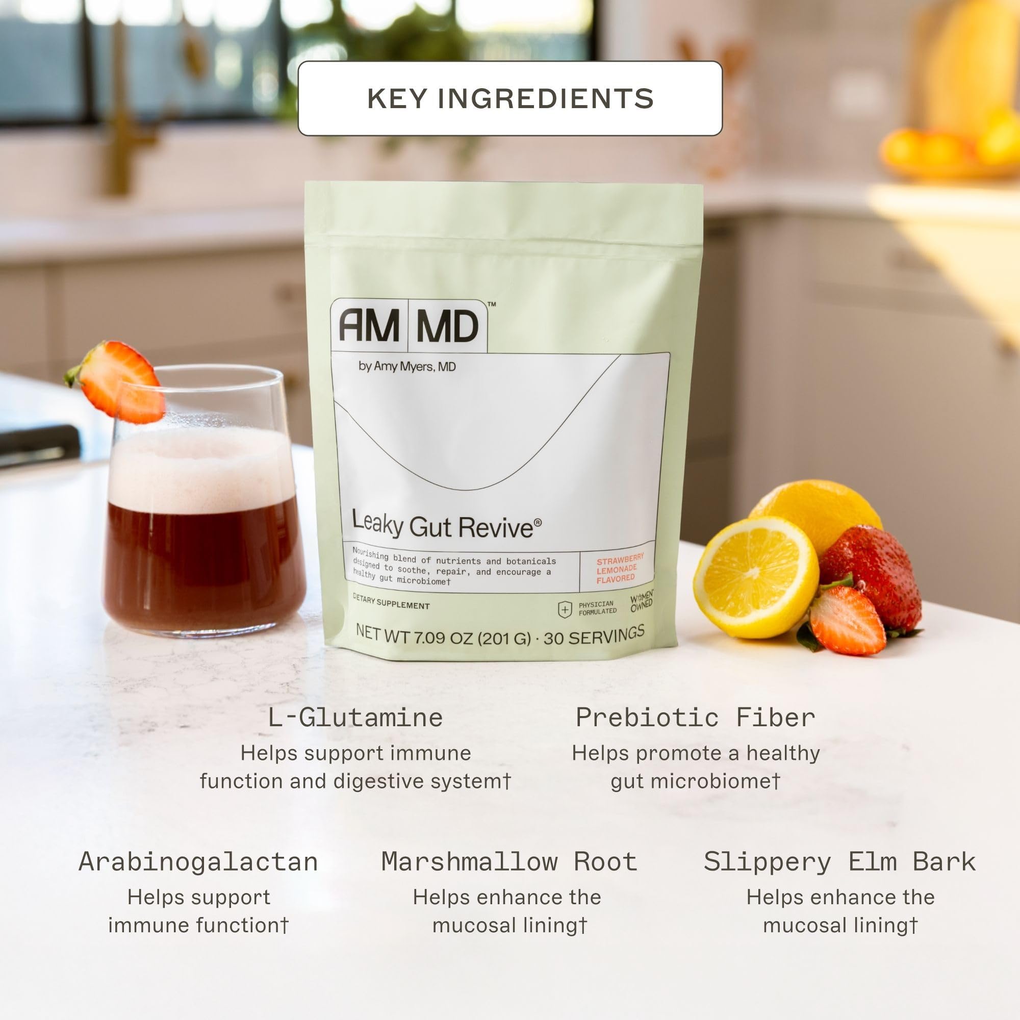 Amy Myers MD Leaky Gut Revive 201g supplement powder scoop