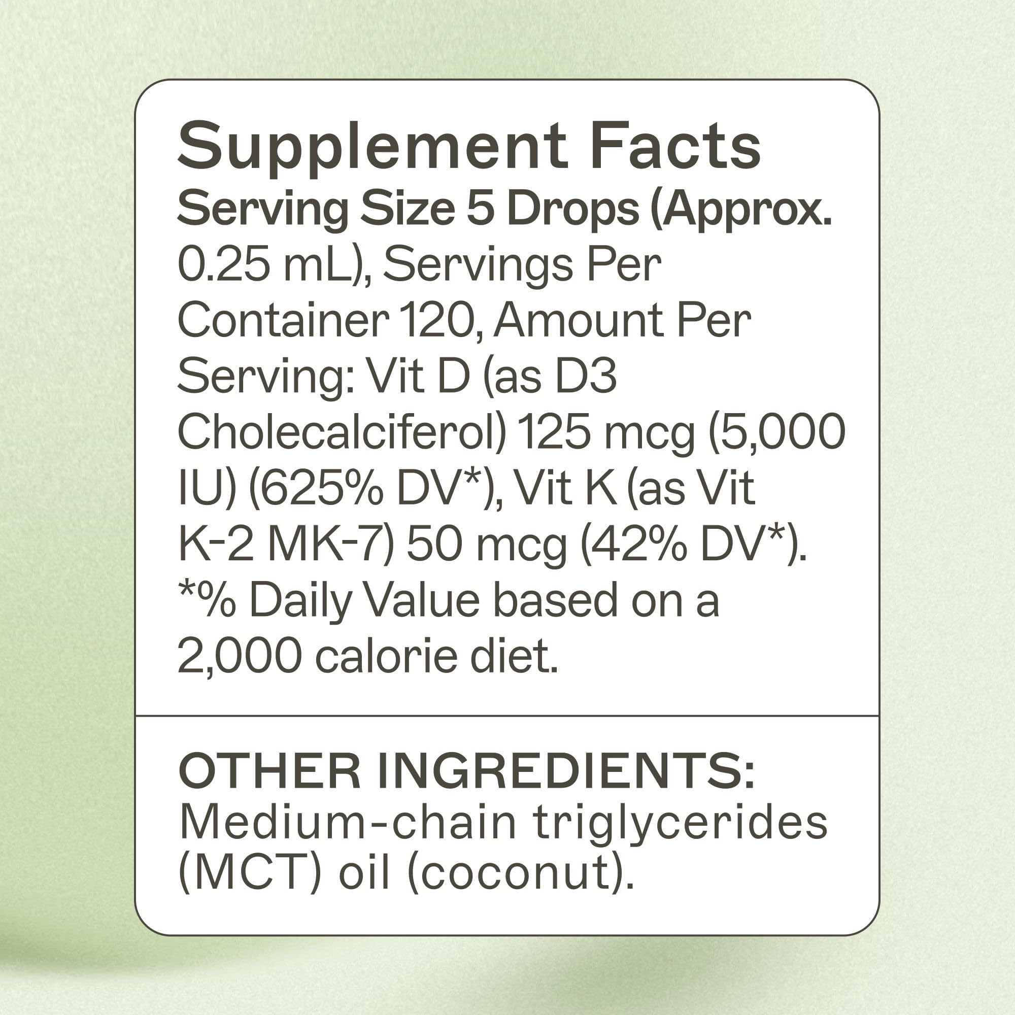 Amy Myers MD Vitamin D3 & K2 Liquid Supplement bottle side view