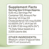 Amy Myers MD Vitamin D3 & K2 Liquid Supplement bottle side view