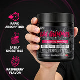 AMZXO BCAA Gummies displayed with fitness accessories