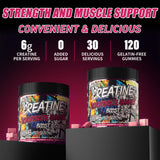 AMZXO Creatine Gummies on a wooden table