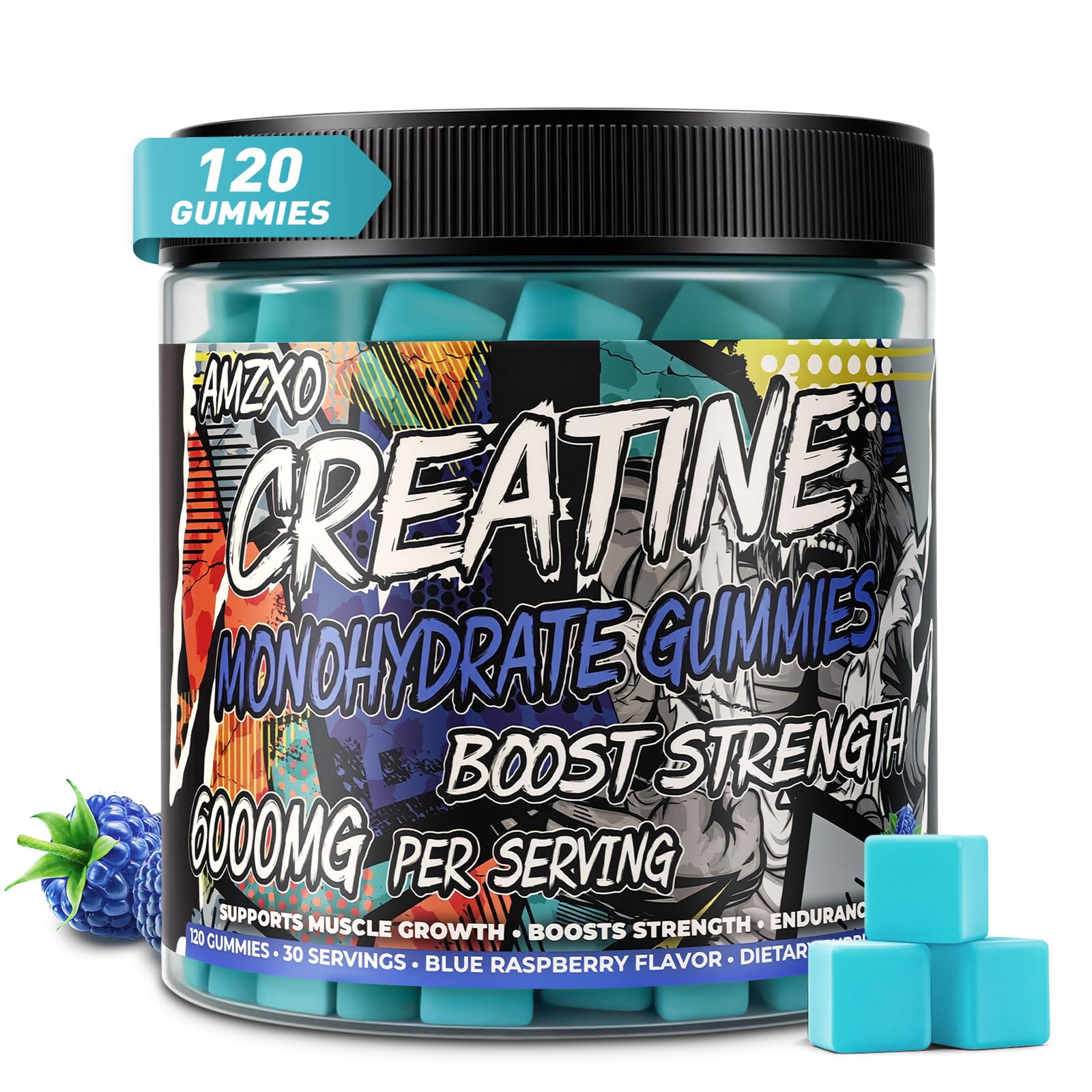 AMZXO Creatine Monohydrate Gummies 6000mg front view