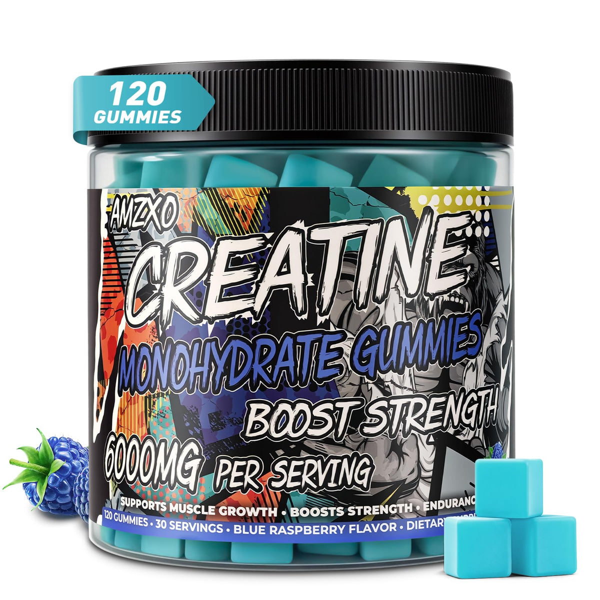 AMZXO Creatine Monohydrate Gummies 6000mg front view