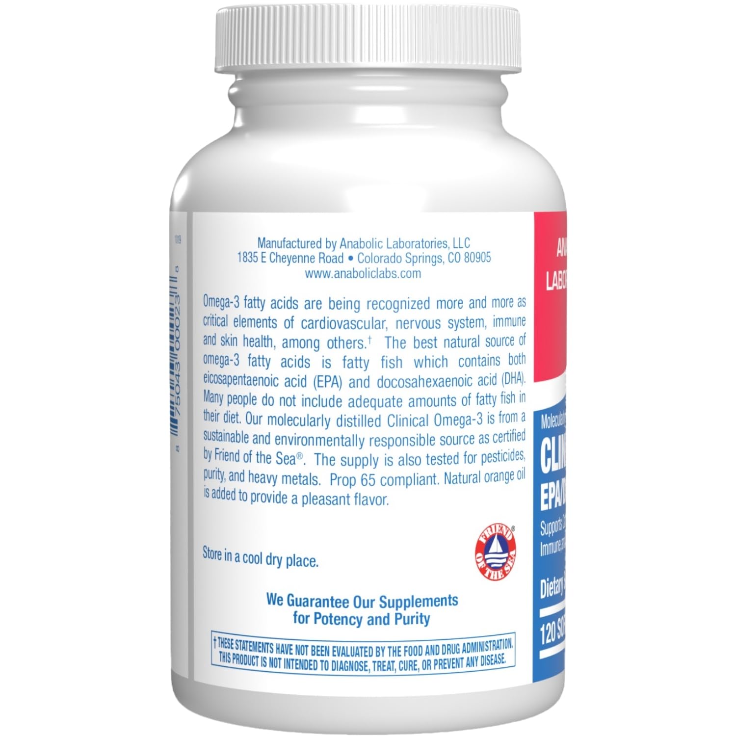 Anabolic Laboratories Omega-3 Fish Oil 1200mg bottle side view