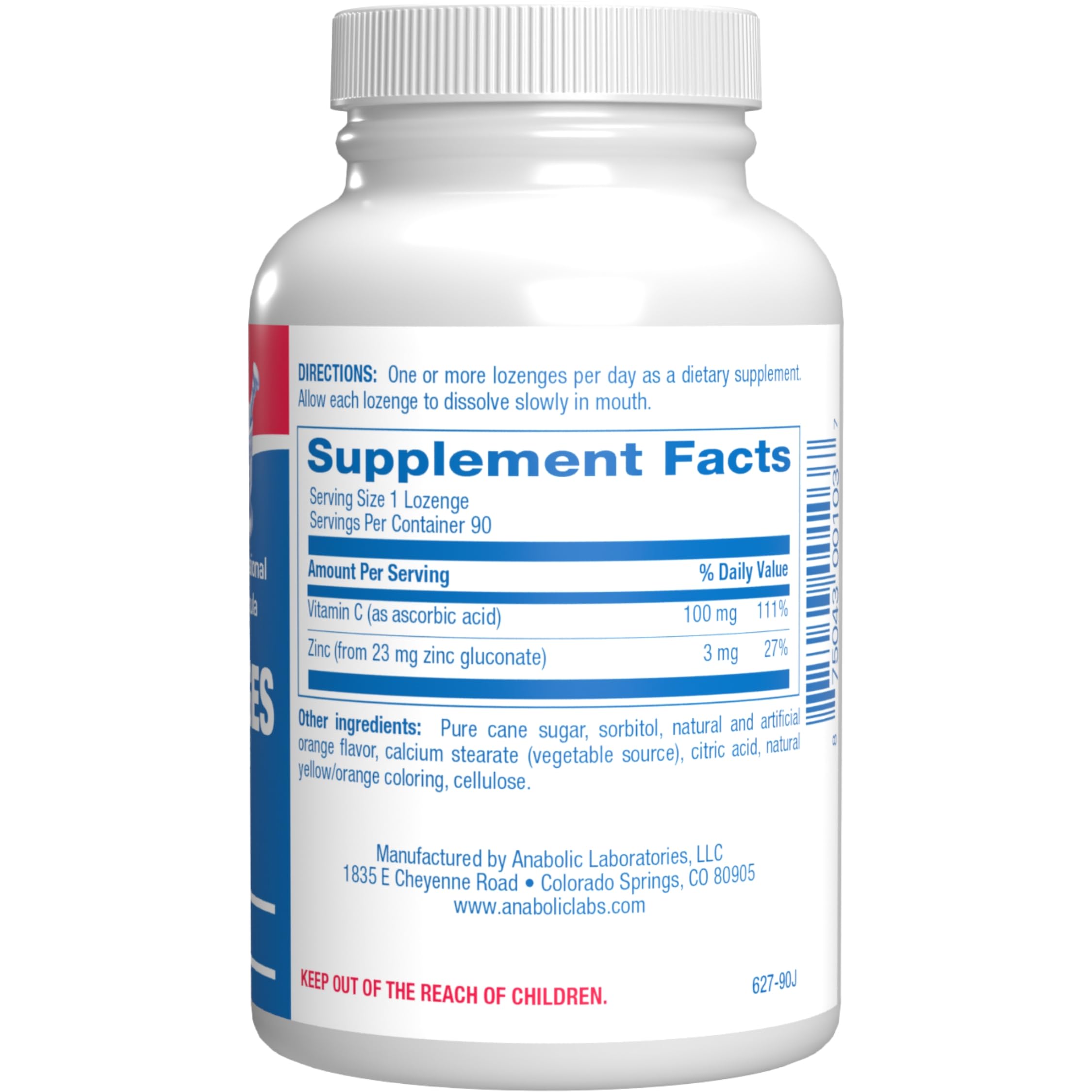 Anabolic Laboratories Zinc Lozenges with Vitamin C packaging