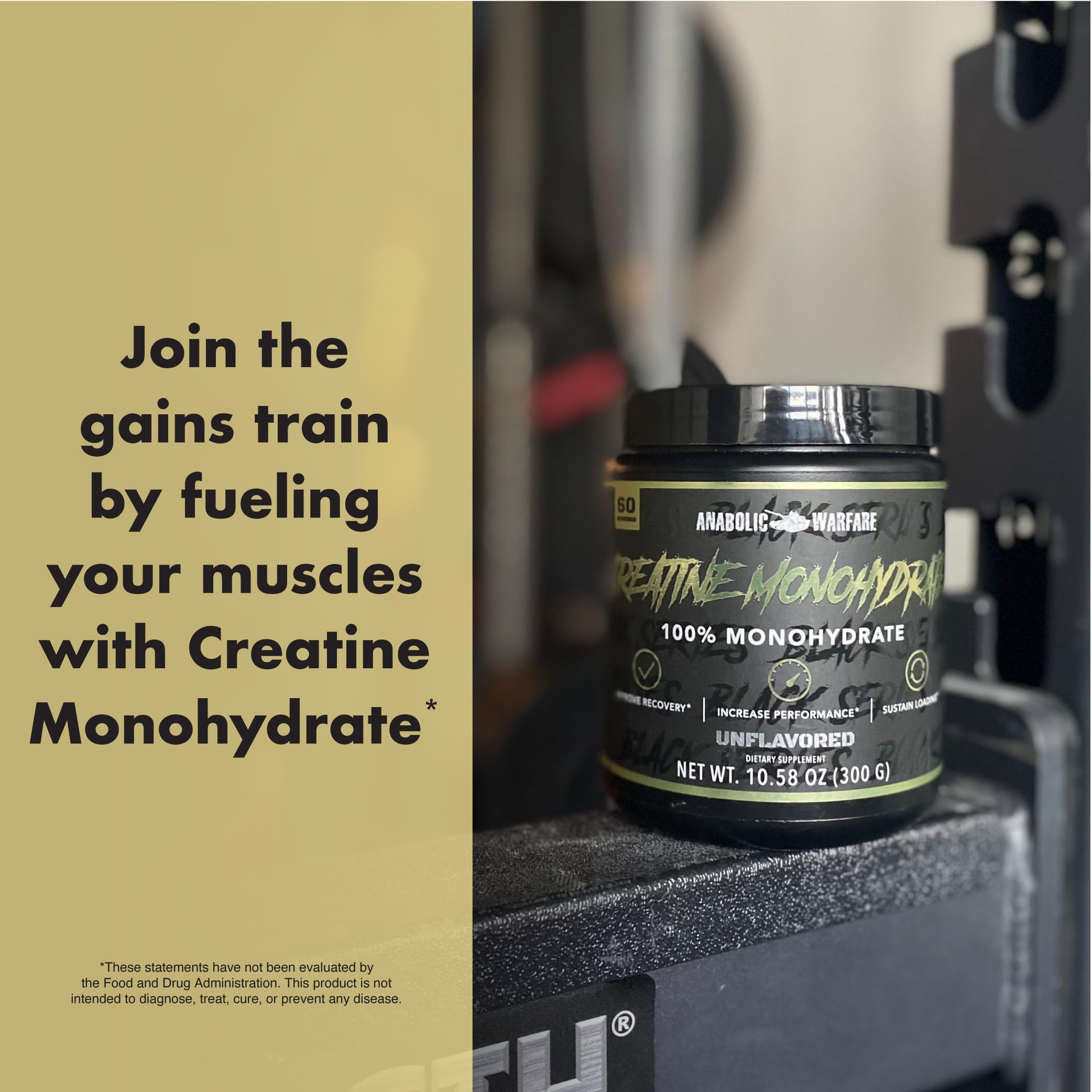 Anabolic Warfare Creatine Monohydrate 358g close-up of label