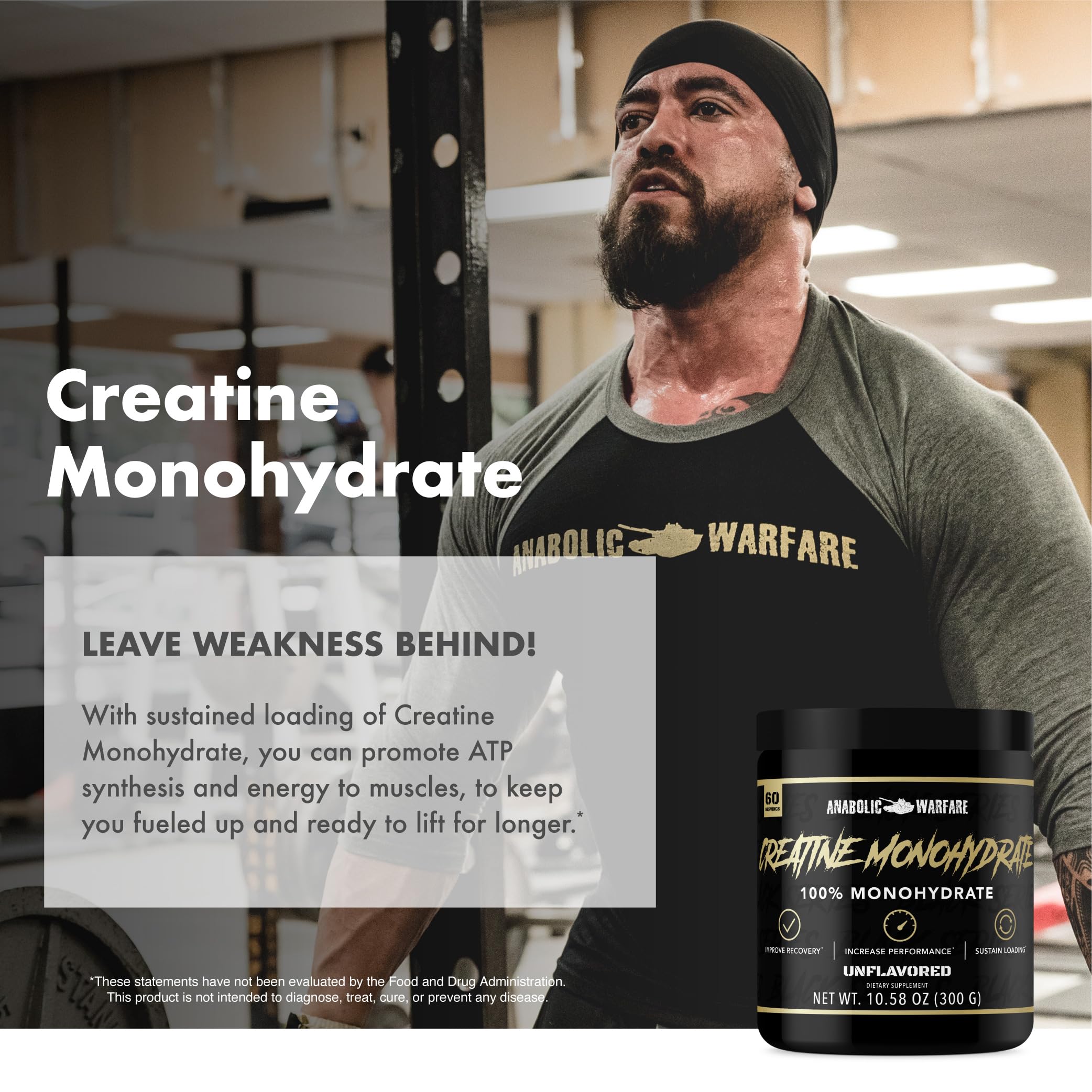 Anabolic Warfare Creatine Monohydrate 358g with shaker bottle
