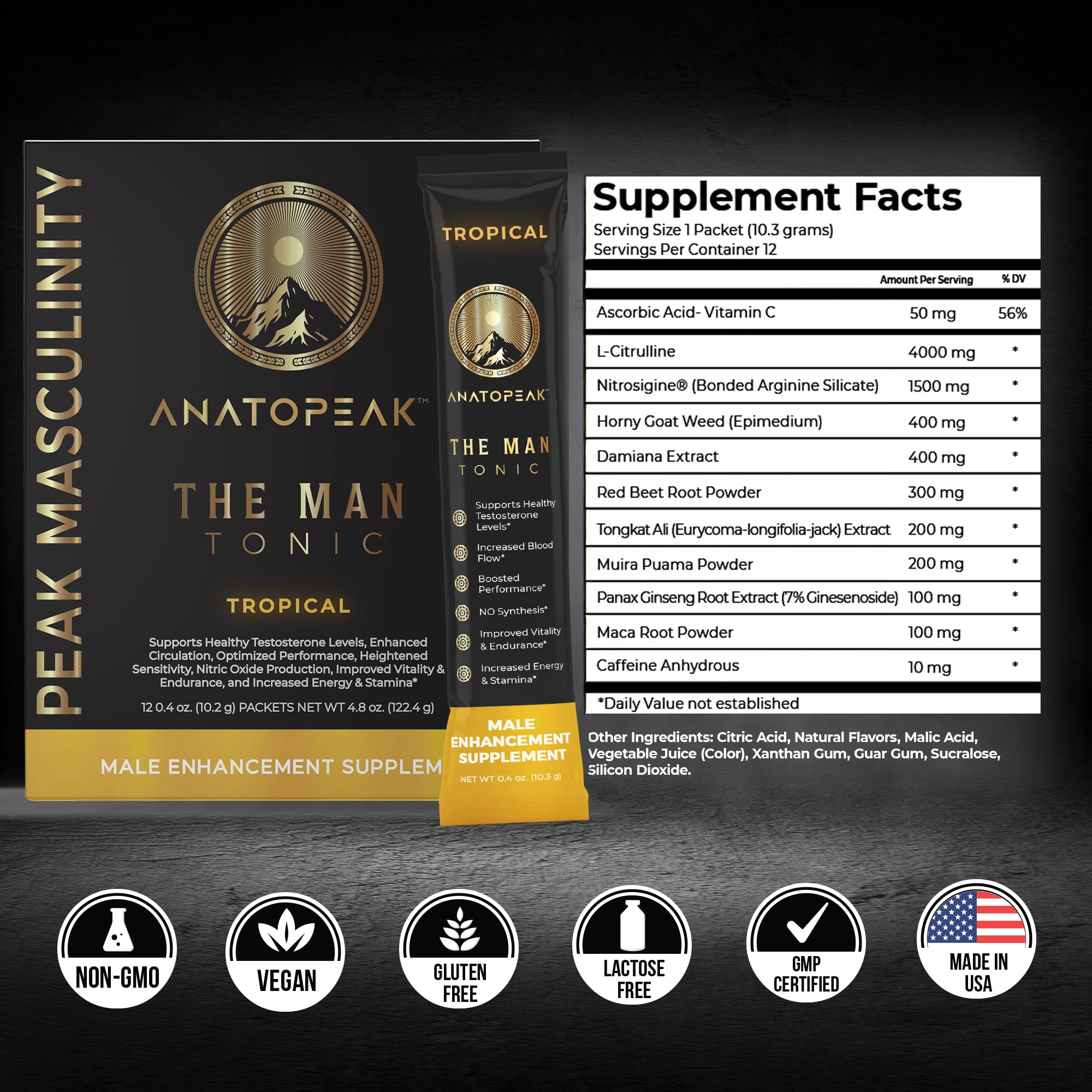 ANATOPEAK Man Tonic Horny Goat Weed Supplement packaging side view