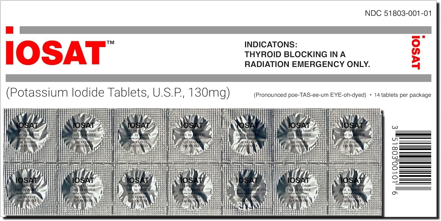 ANBEX Potassium Iodide Tablets 130 mg front view packaging