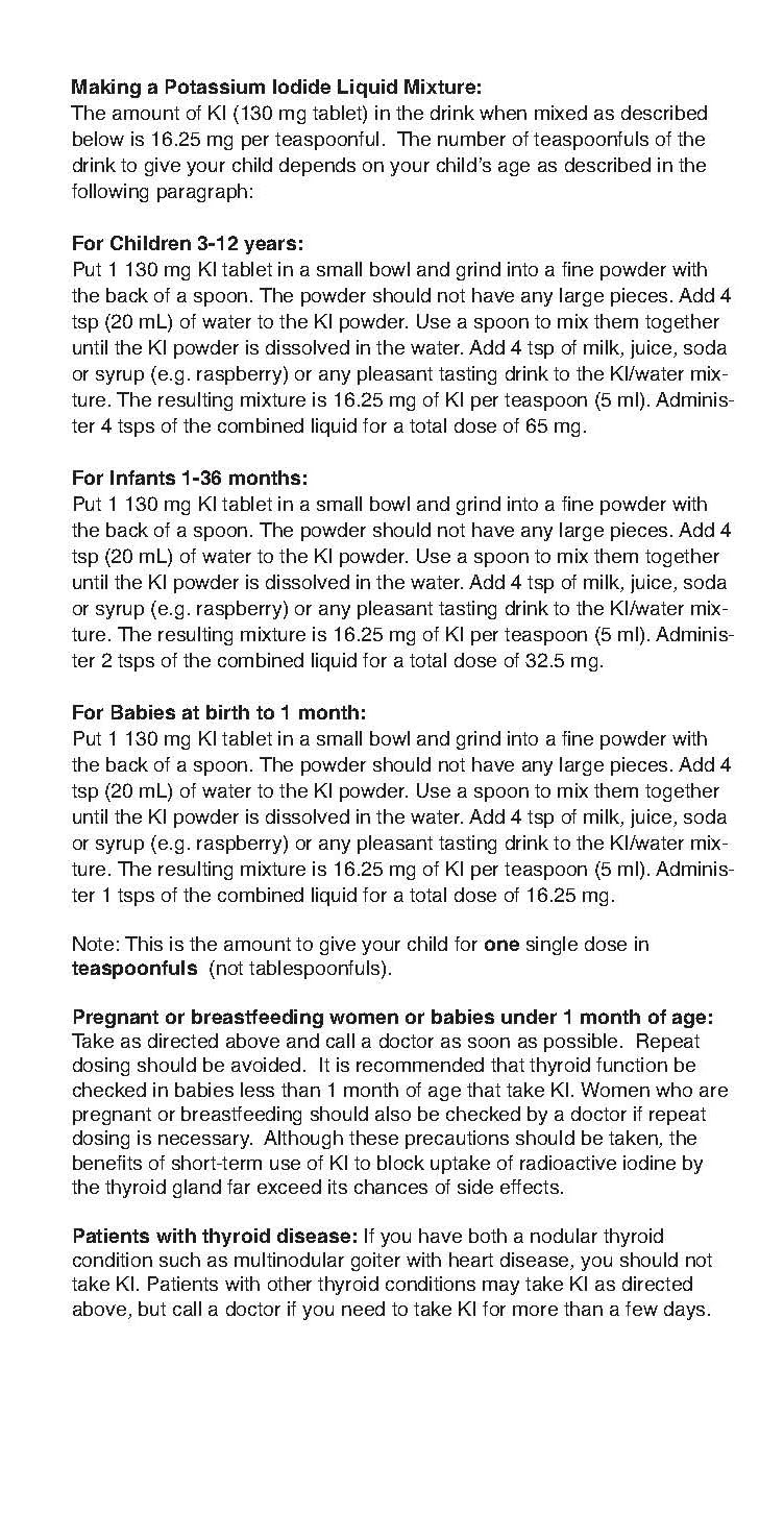 ANBEX Potassium Iodide Tablets 130 mg label information details