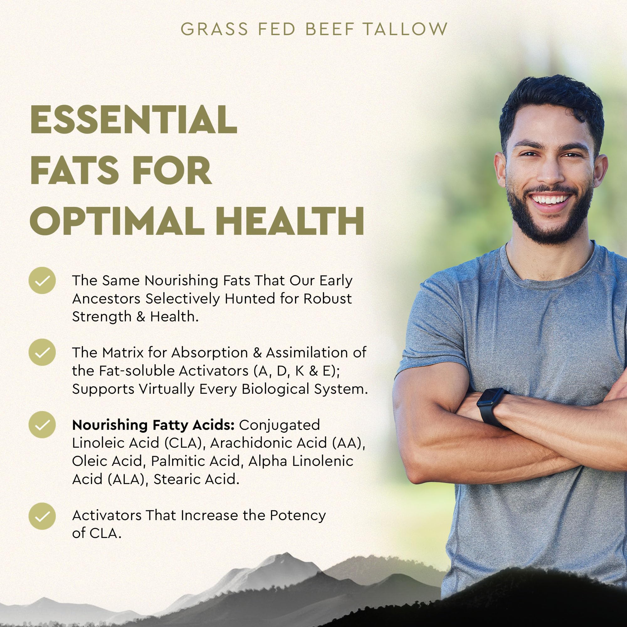 Ancestral Supplements Beef Tallow Capsules 500mg close-up of capsules