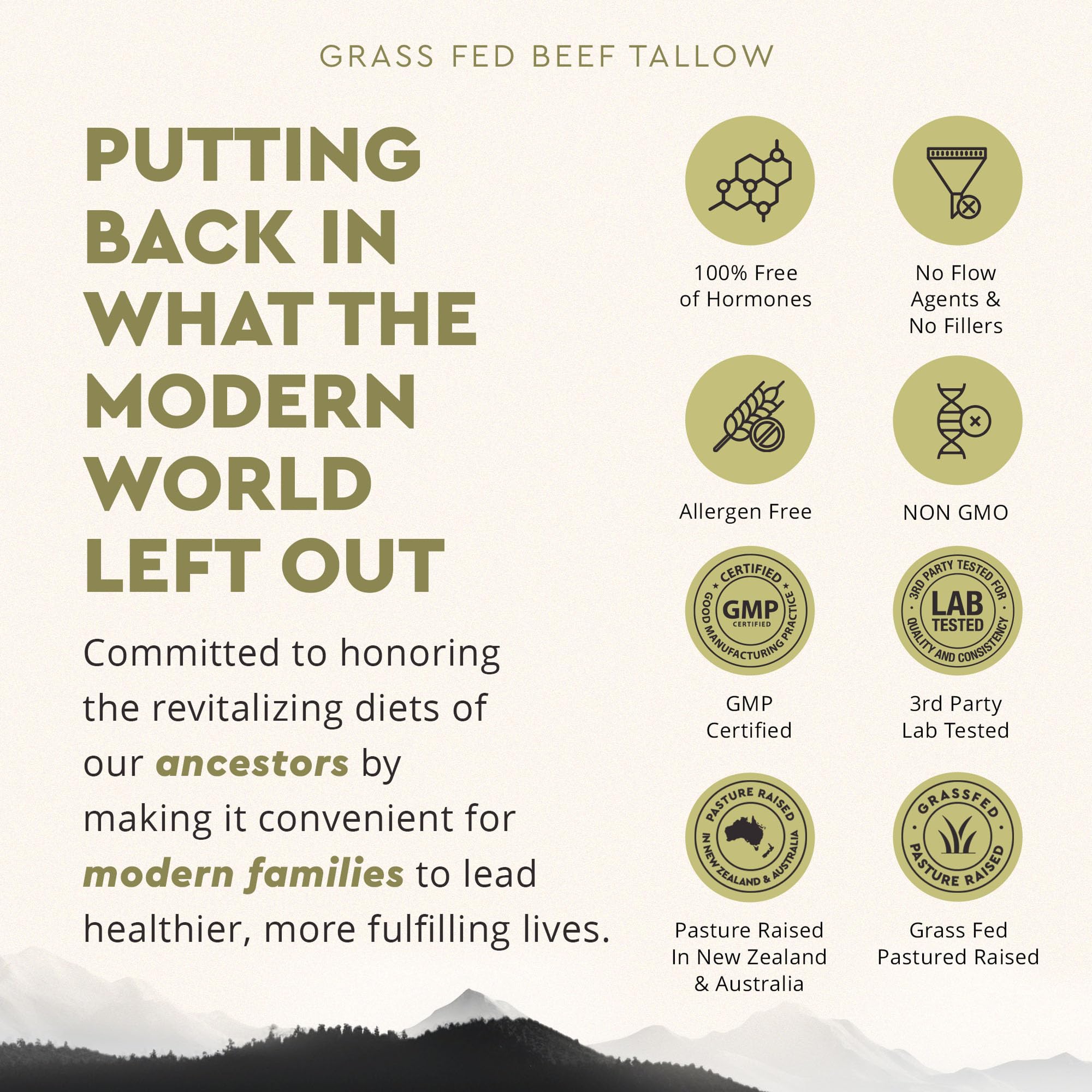 Ancestral Supplements Beef Tallow Capsules 500mg nutritional information