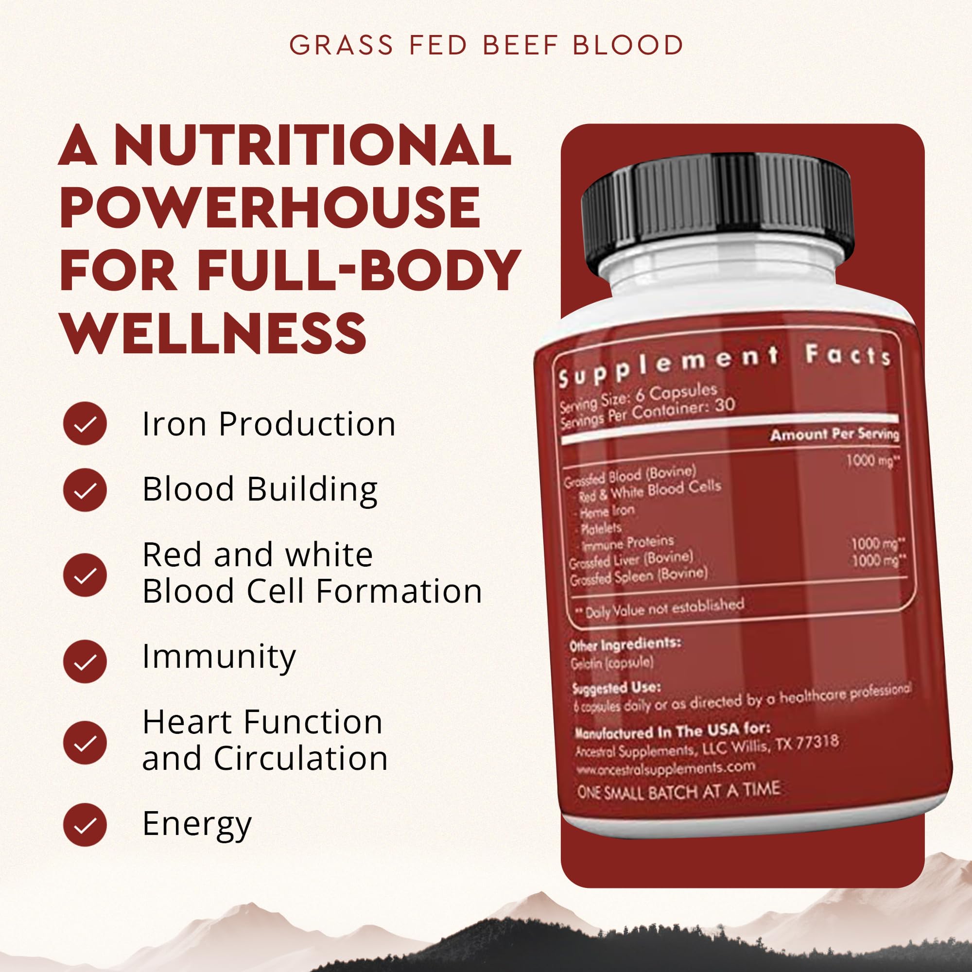 Ancestral Supplements Blood Supplement 160g side view