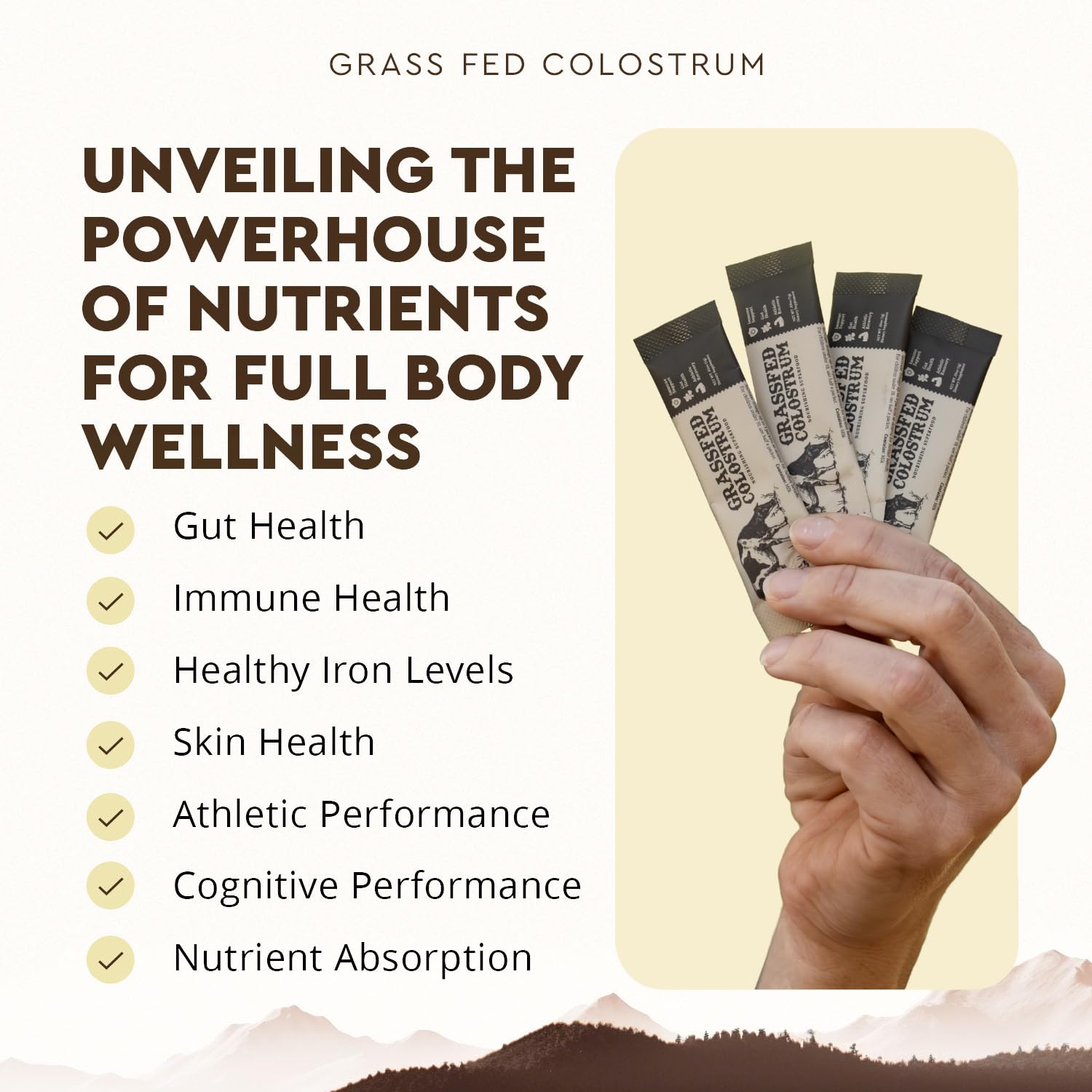 Ancestral Supplements Colostrum Powder side view showing product details