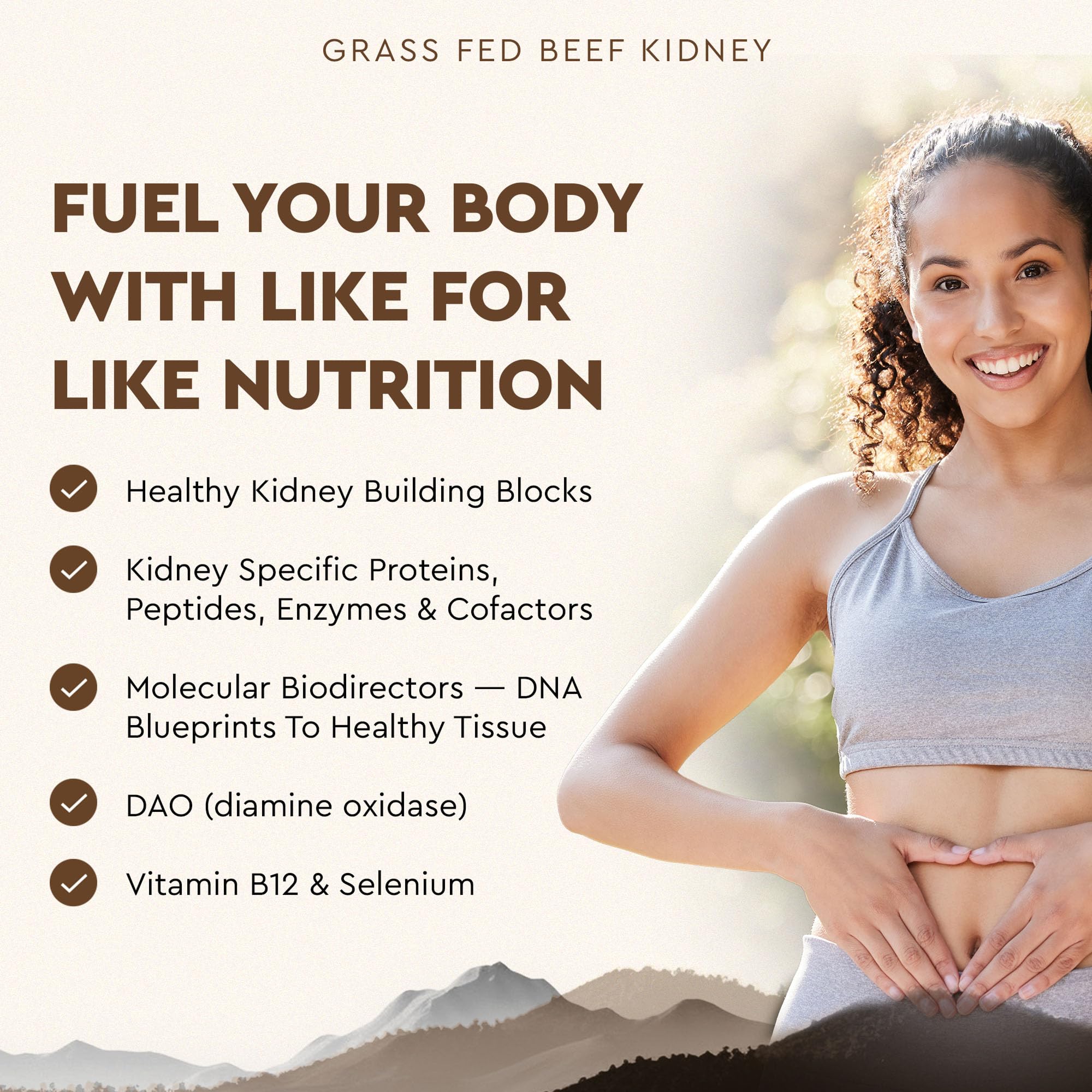 Ancestral Supplements Kidney Health Capsules bottle with nutritional information