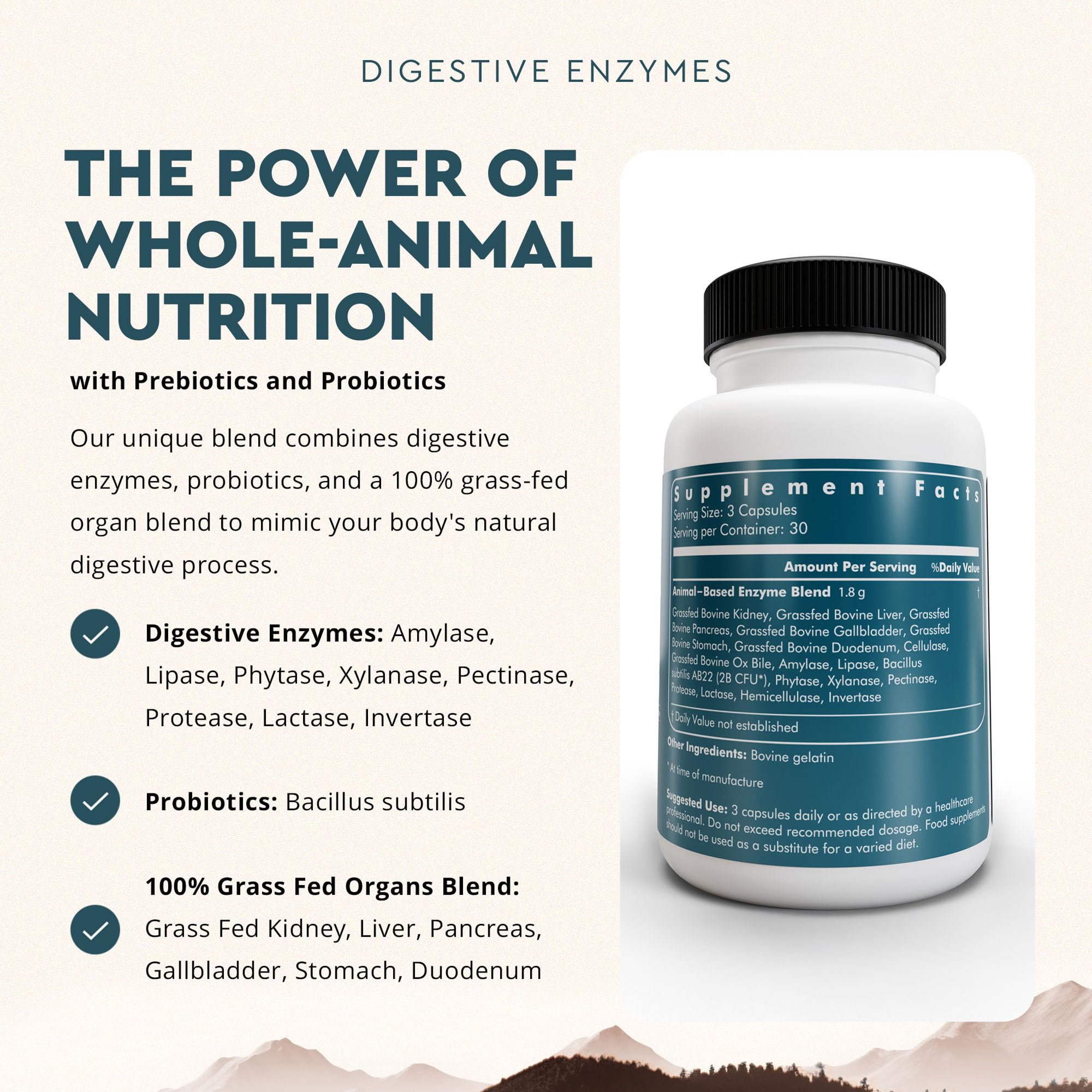 Ancestral Supplements Multi-Enzymes 420g side view