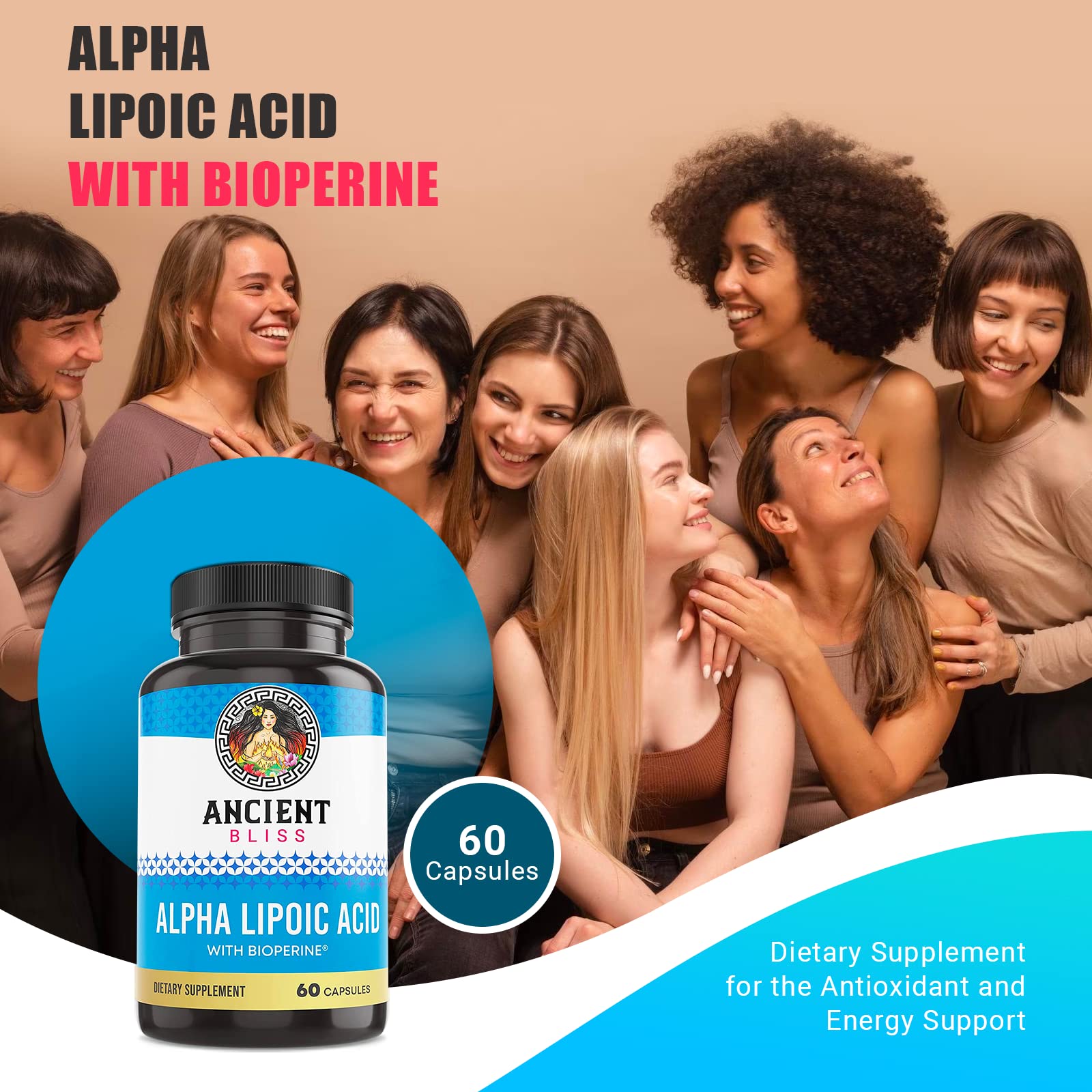 Ancient Bliss Alpha Lipoic Acid 600 mg Capsules side view
