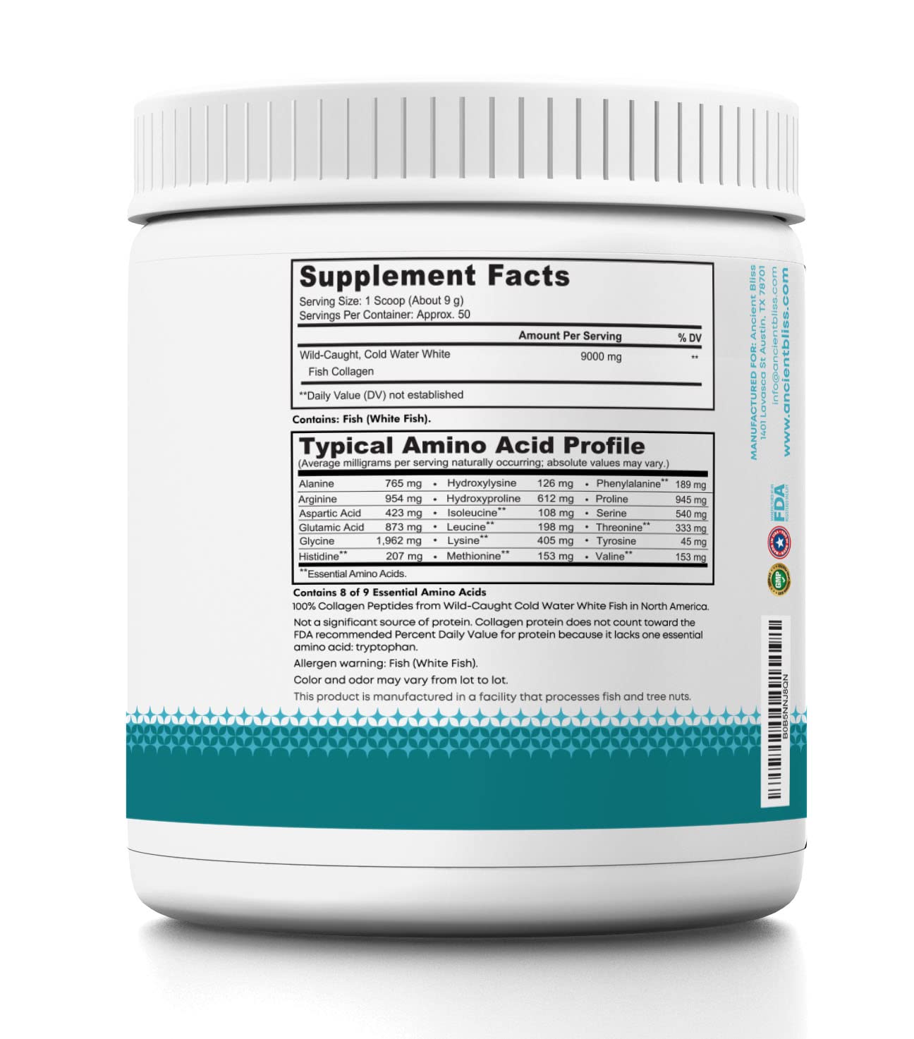Ancient Bliss Collagen Powder packaging details