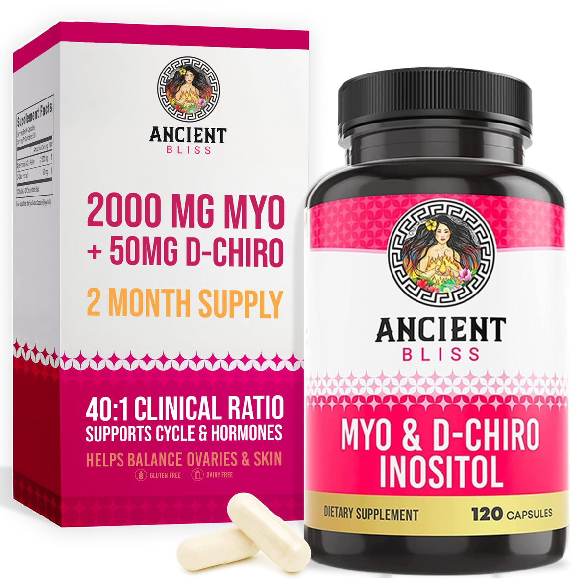 Ancient Bliss Inositol Supplement 2000mg bottle front view