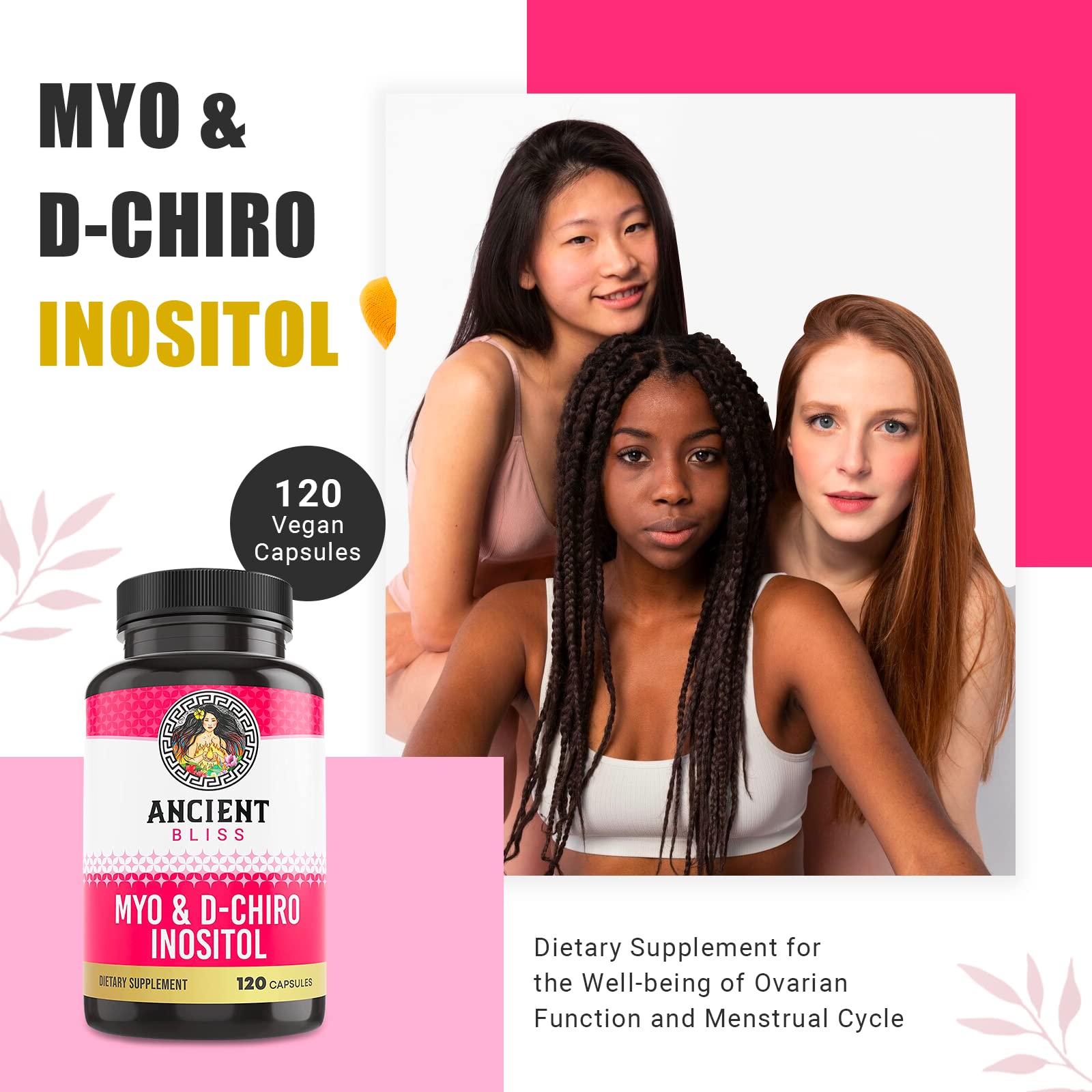Ancient Bliss Inositol Supplement 2000mg capsules close-up