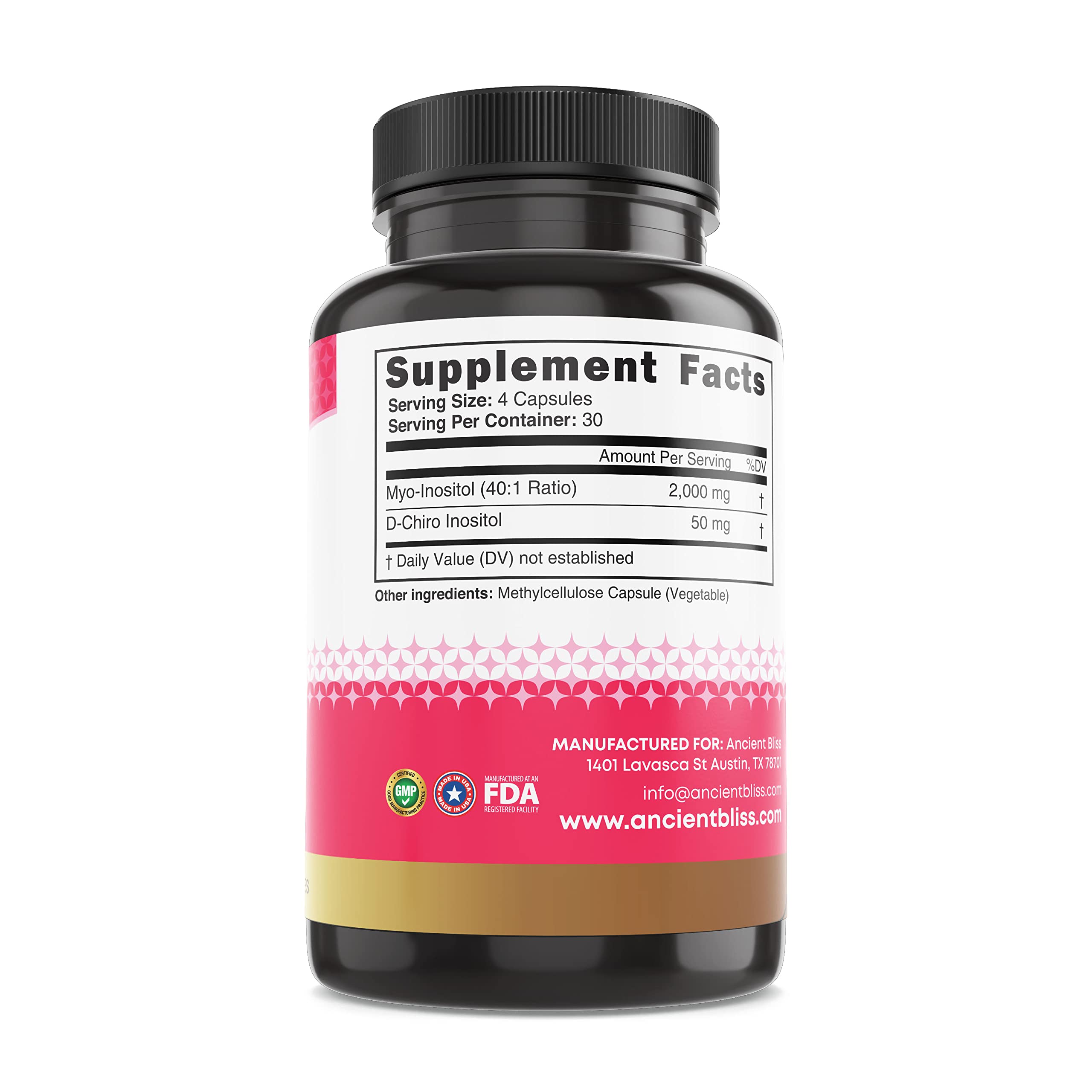 Ancient Bliss Inositol Supplement 2000mg ingredients list