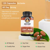 Ancient Bliss Lion’s Mane Mushroom Supplement with a measuring spoon
