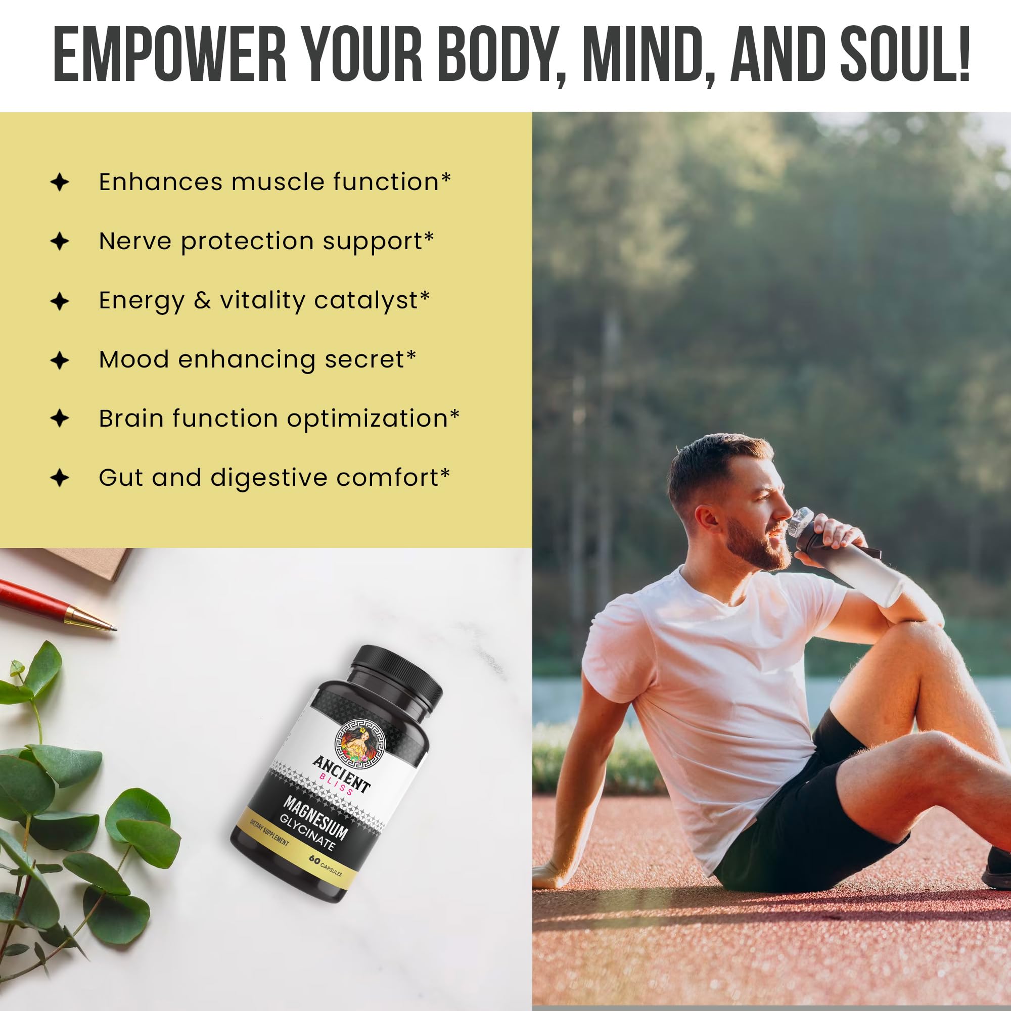 Ancient Bliss Magnesium Glycinate Capsules bottle top view