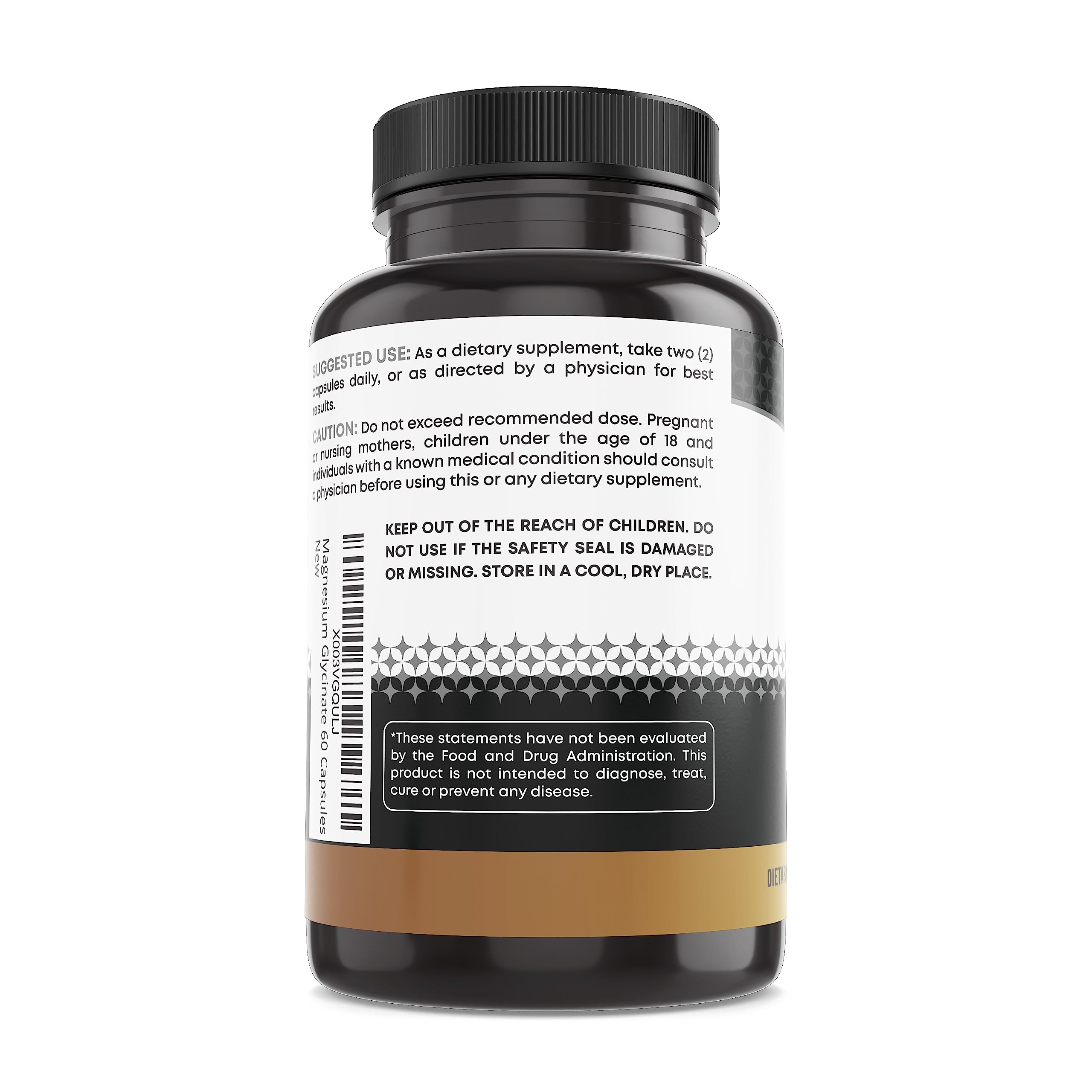 Ancient Bliss Magnesium Glycinate Capsules ingredients list close-up