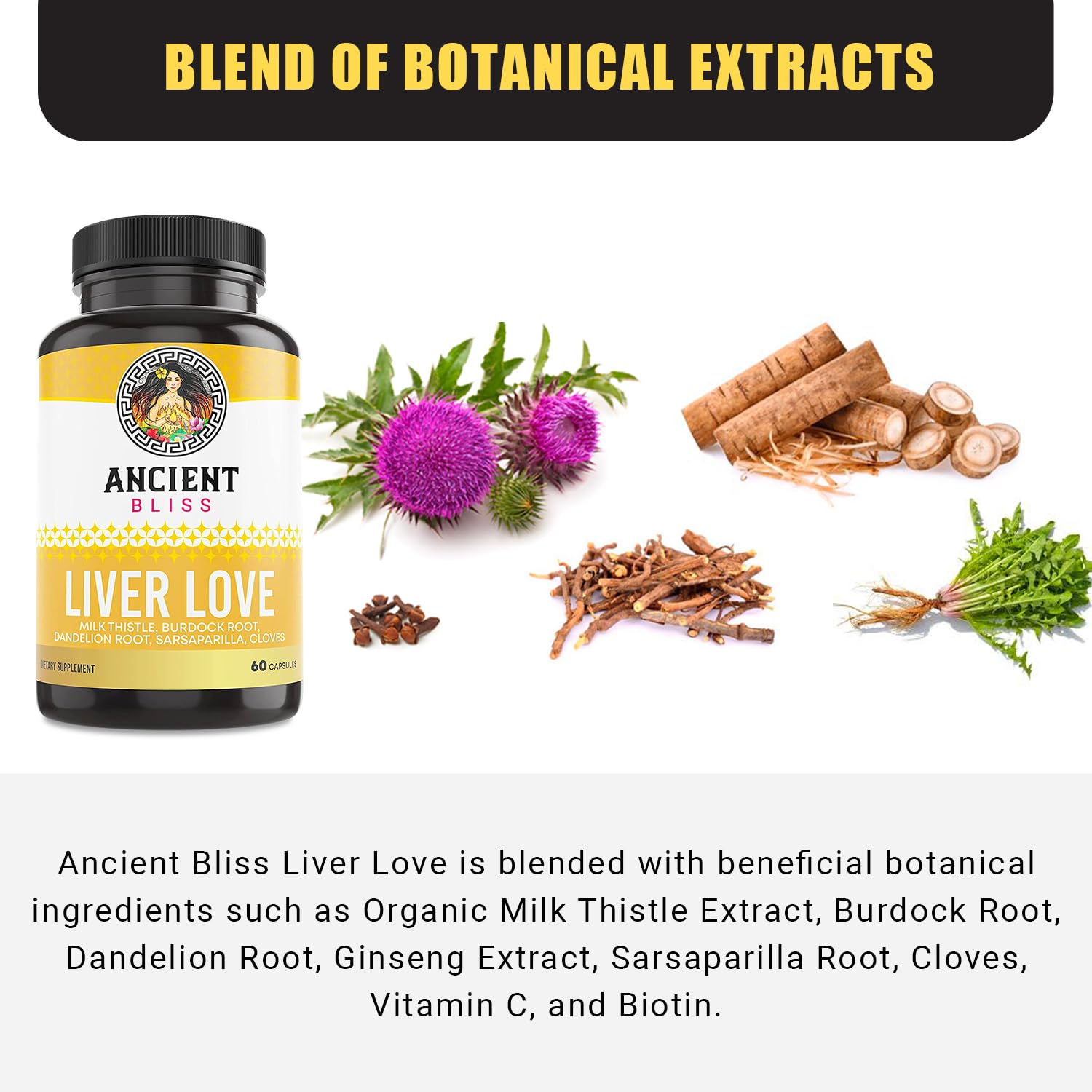 Ancient Bliss Natural Milk Thistle capsules close-up