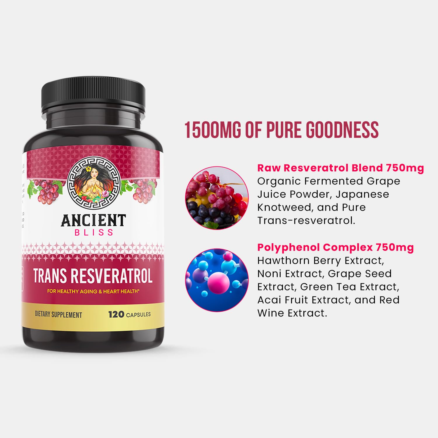 Ancient Bliss Resveratrol Supplement ingredients list