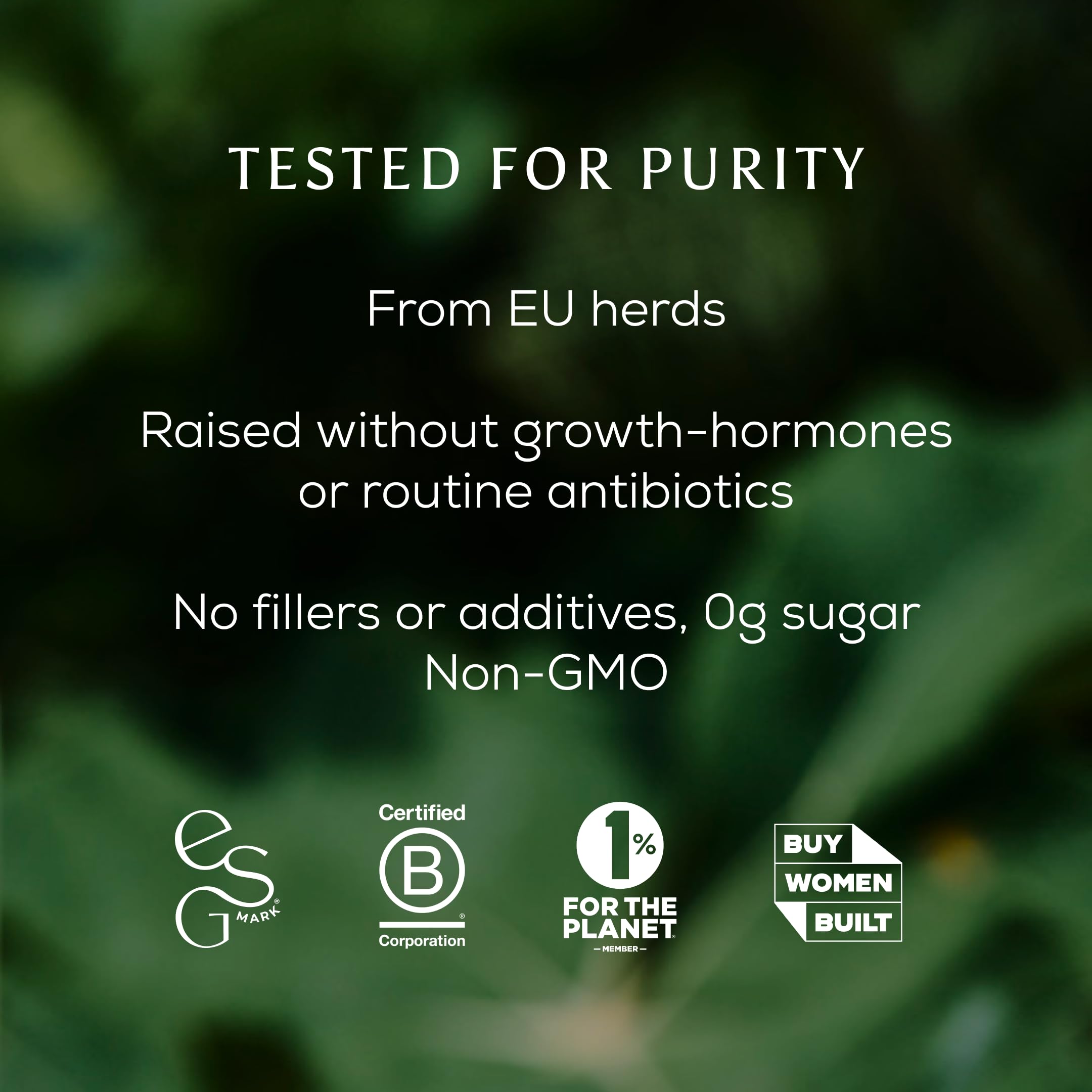 Ancient + Brave Bovine Collagen Peptides with ingredients