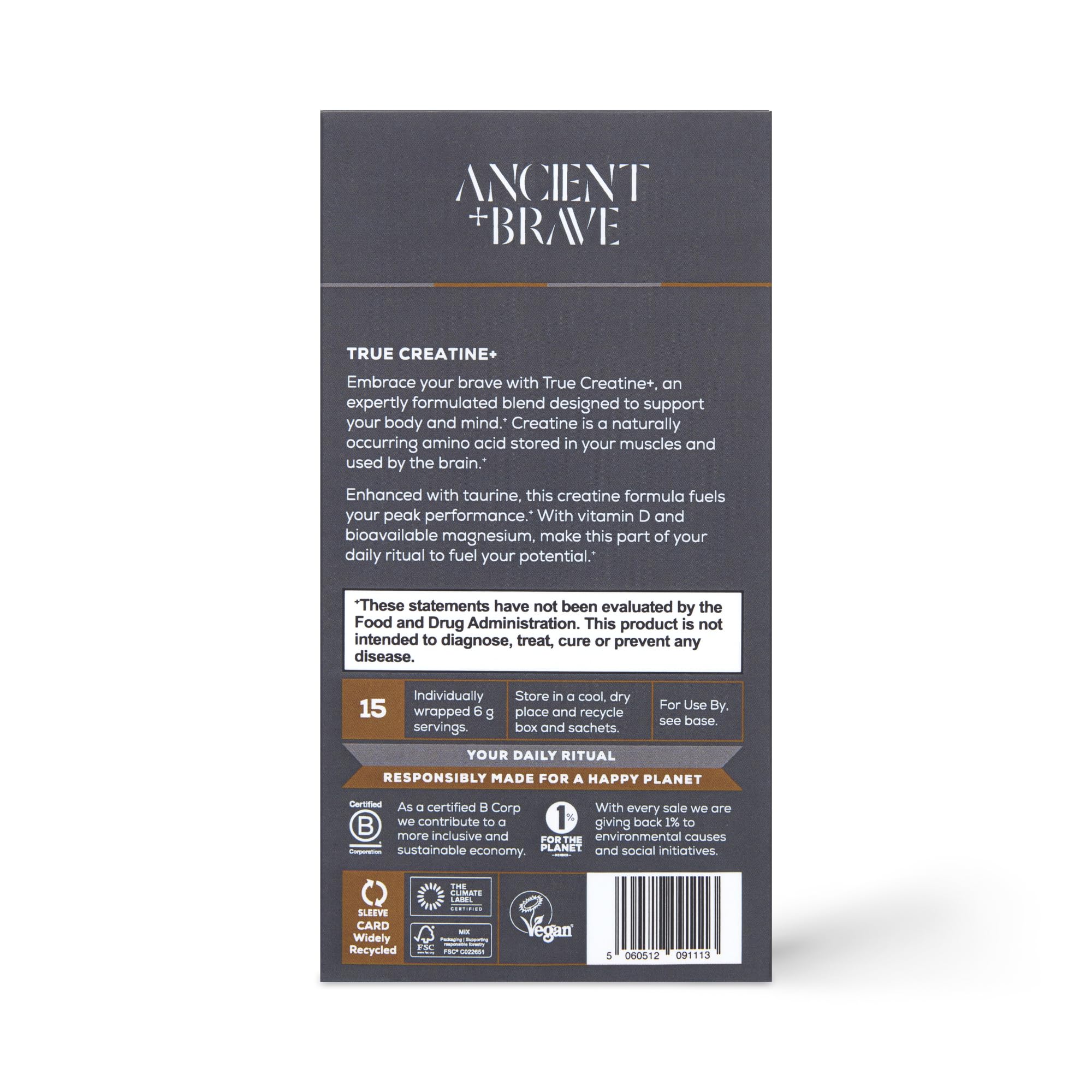Ancient + Brave Creatine Supplement packaging display
