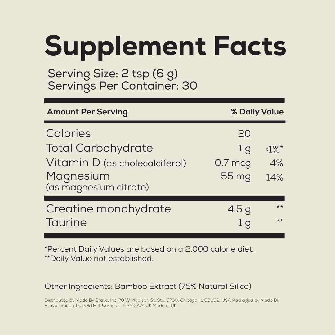 Ancient + Brave Unflavoured Creatine Supplement 420g side view