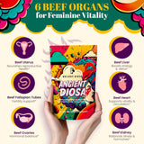ANCIENT DIOSA Beef Liver Capsules on a wooden table