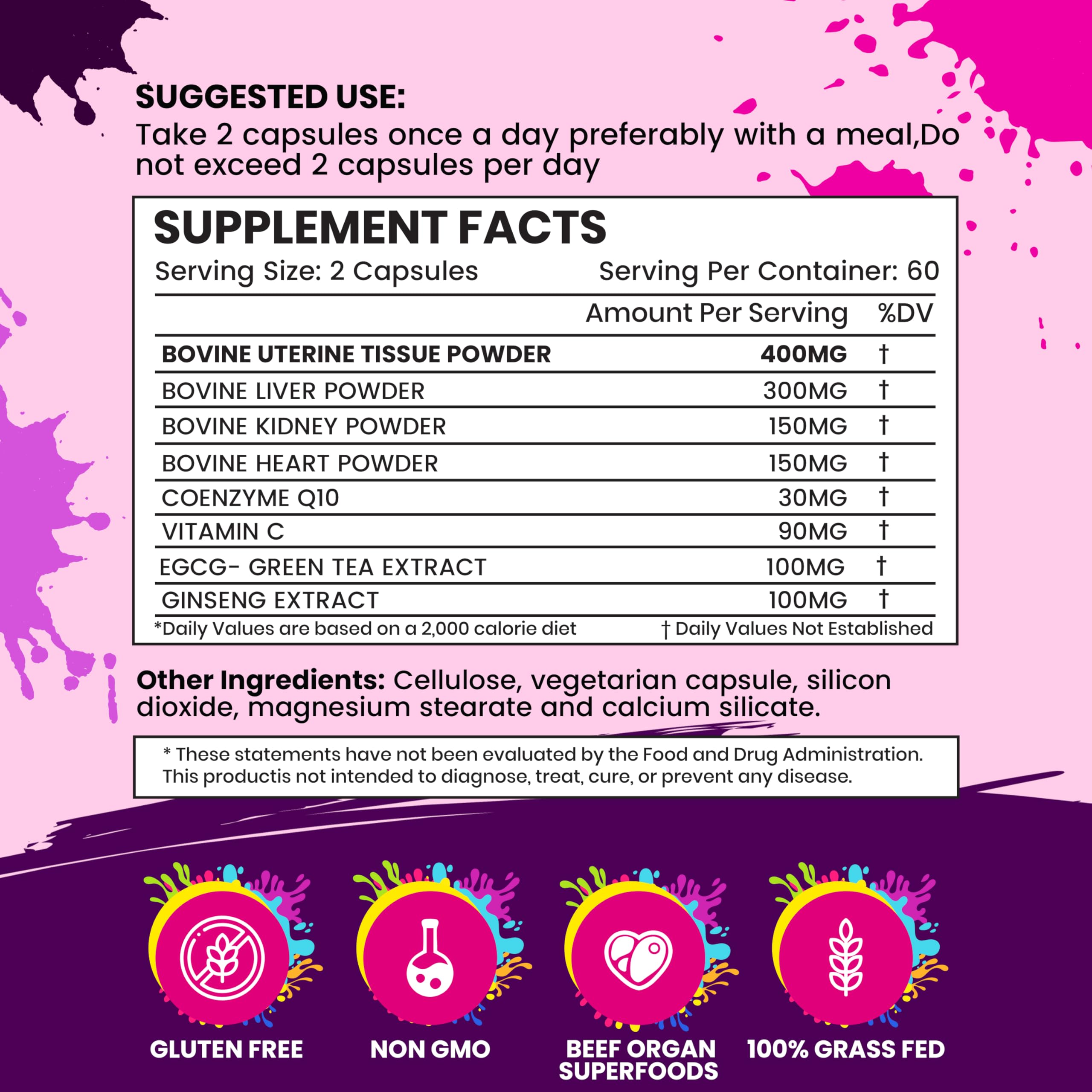 ANCIENT DIOSA Beef Organ Supplement for Women side view