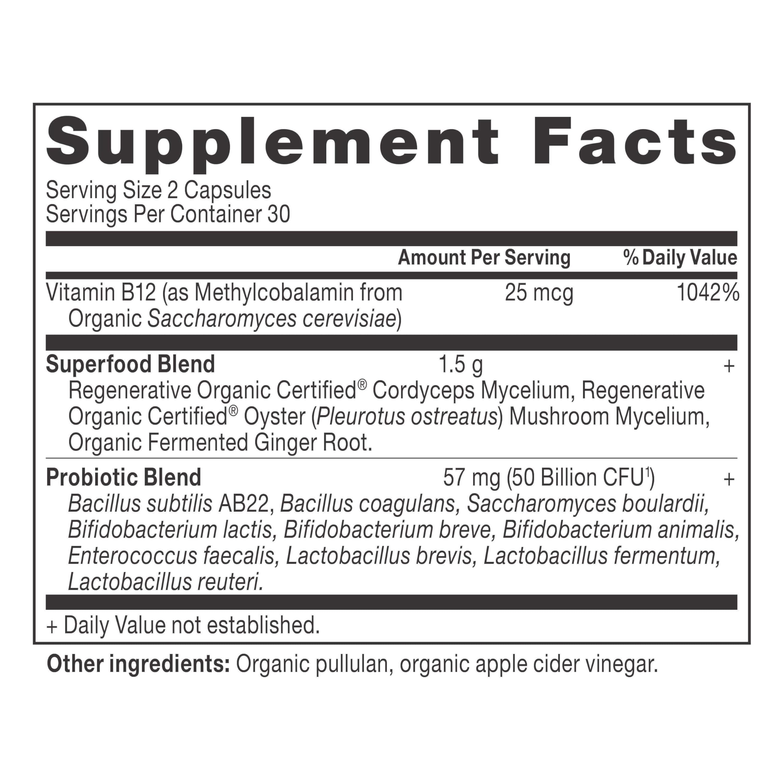 Ancient Nutrition a balanced routine Support Probiotics side view showing capsule details