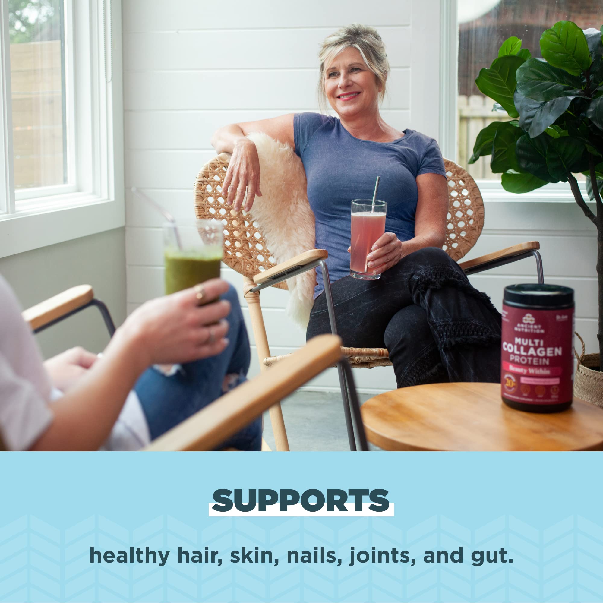 Ancient Nutrition Beauty Within Multi Collagen Powder in a smoothie