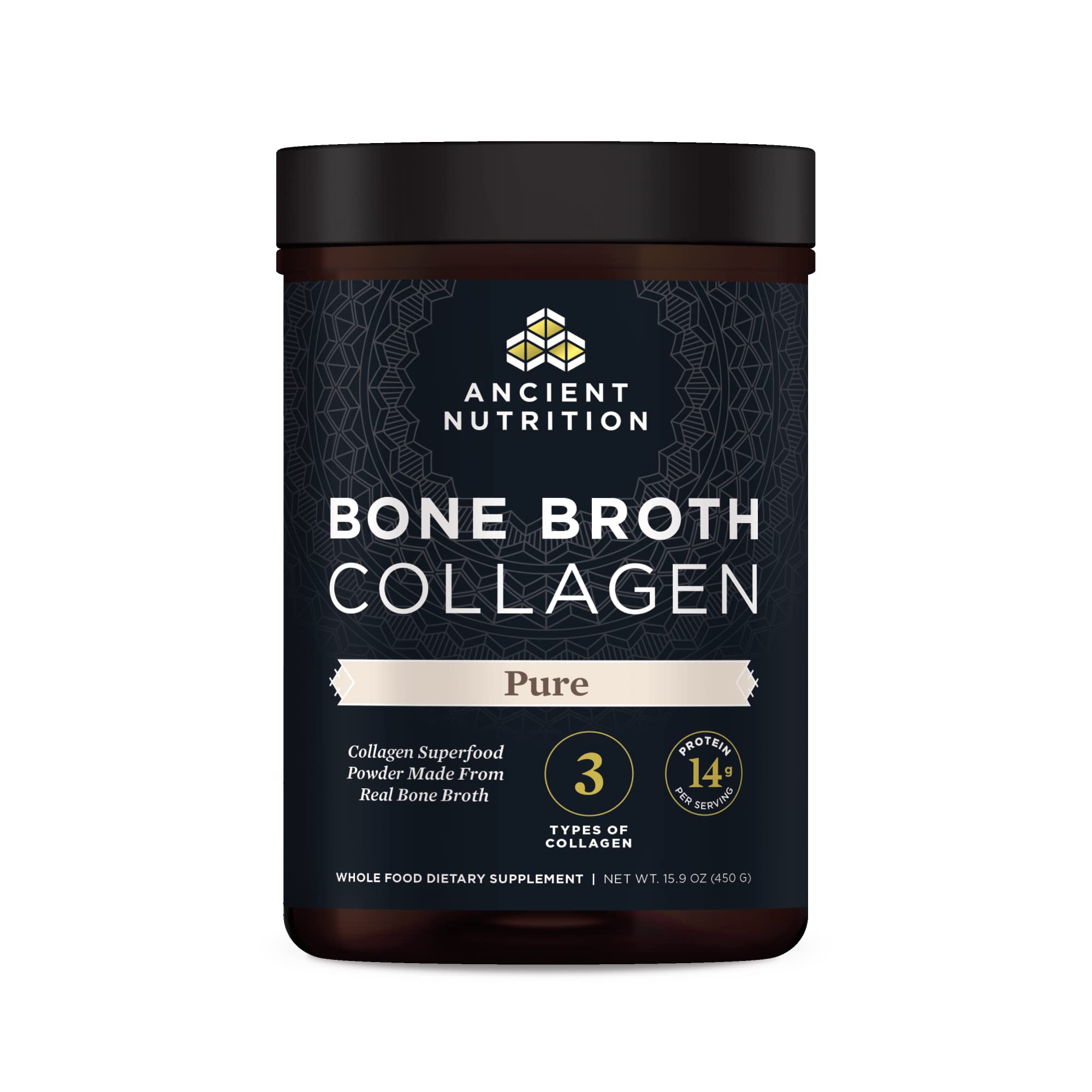 Ancient Nutrition Bone Broth Collagen Powder 451g front view