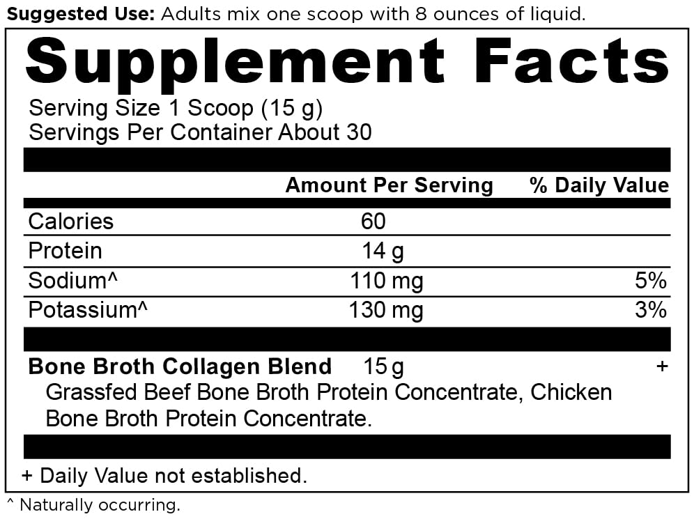 Ancient Nutrition Bone Broth Collagen Powder 451g packaging side view