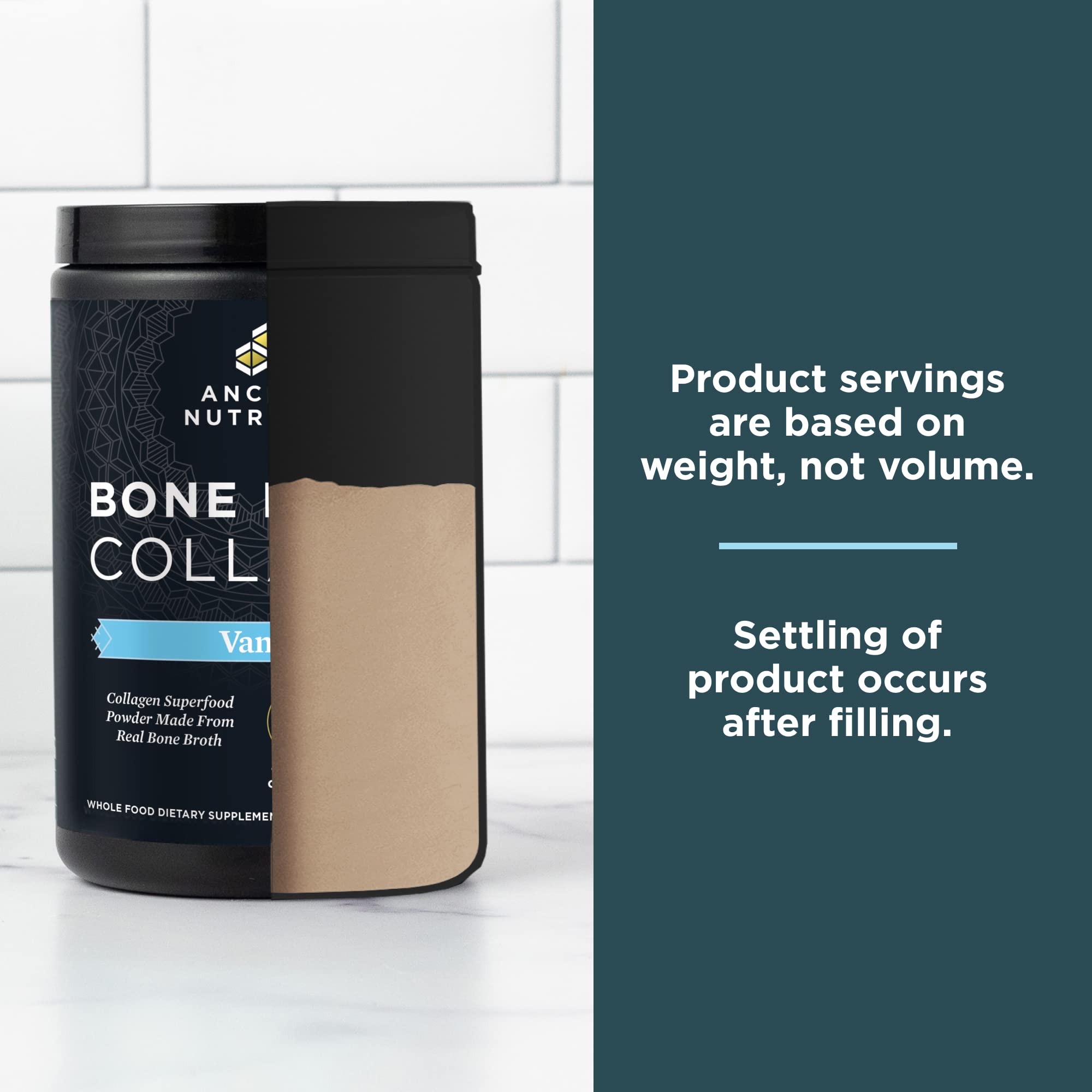 Ancient Nutrition Bone Broth Collagen Powder 519g in a bowl