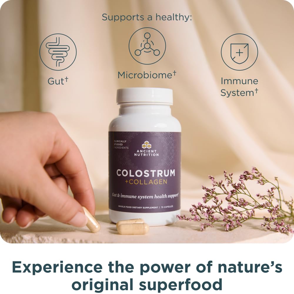 Ancient Nutrition Collagen Capsules side view showing capsule details