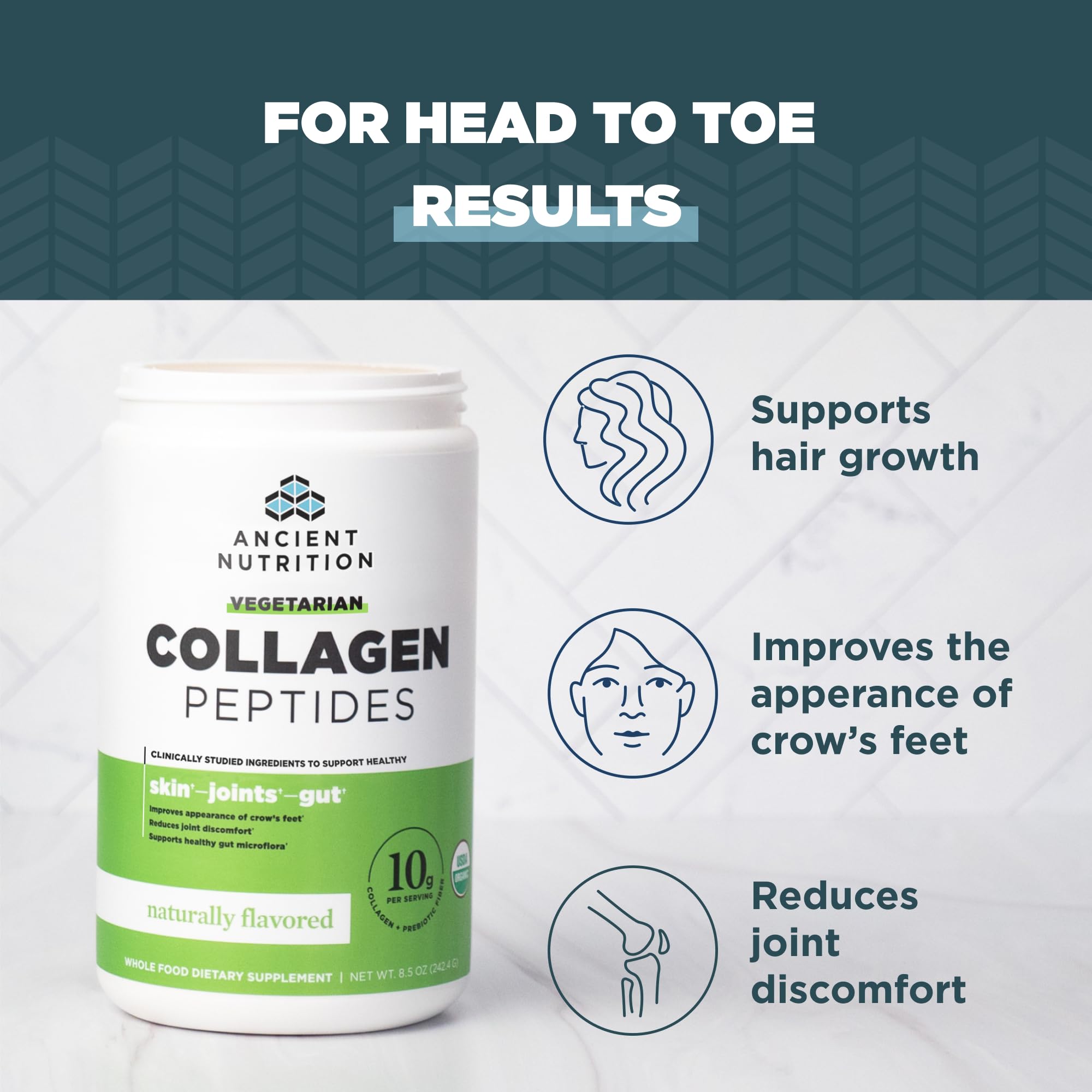Ancient Nutrition Collagen Peptides 340g packaging side view