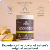 Ancient Nutrition Colostrum Powder 28g side view showing nutritional information