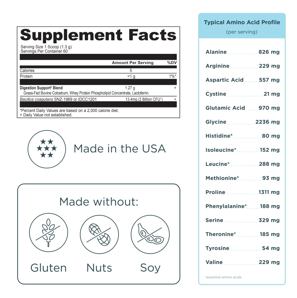 Ancient Nutrition Colostrum Powder lifestyle shot with fruits