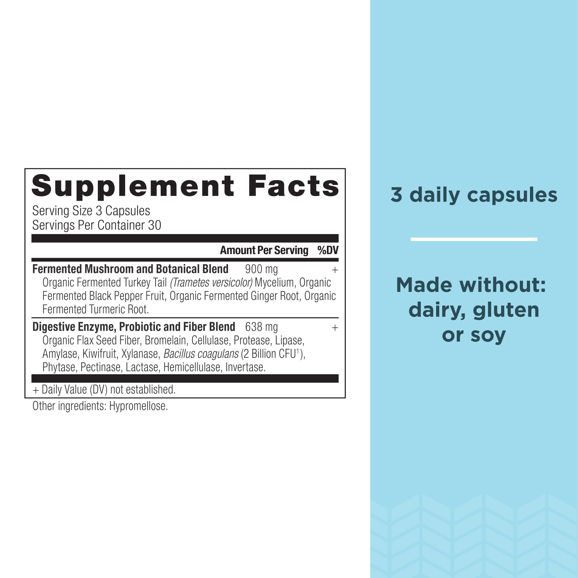 Ancient Nutrition daily Enzymes 90 Ct side view