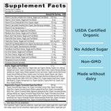 Ancient Nutrition Greens Superfood Blend side view with ingredients list