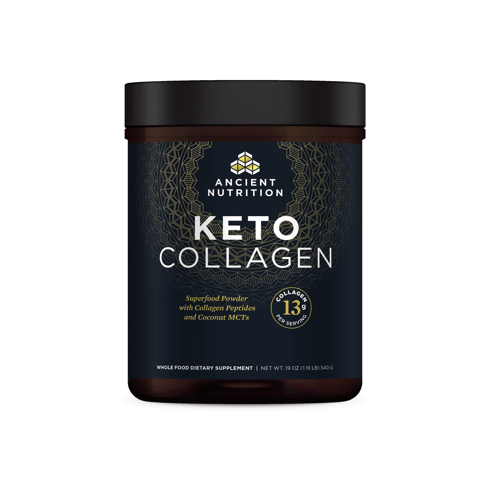 Ancient Nutrition KetoCOLLAGEN Powder 19 oz tub front view