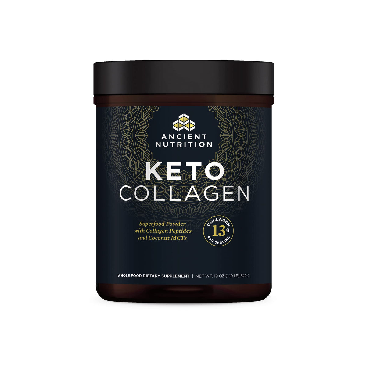 Ancient Nutrition KetoCOLLAGEN Powder 19 oz tub front view